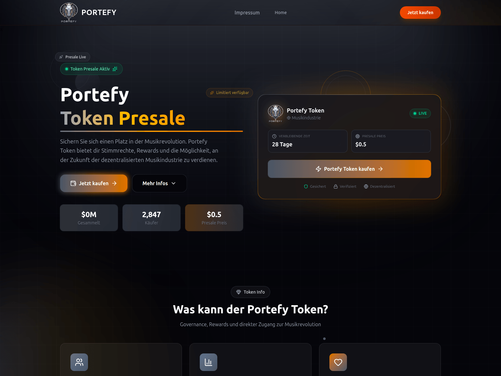 Screenshot of dapp.portefy.de