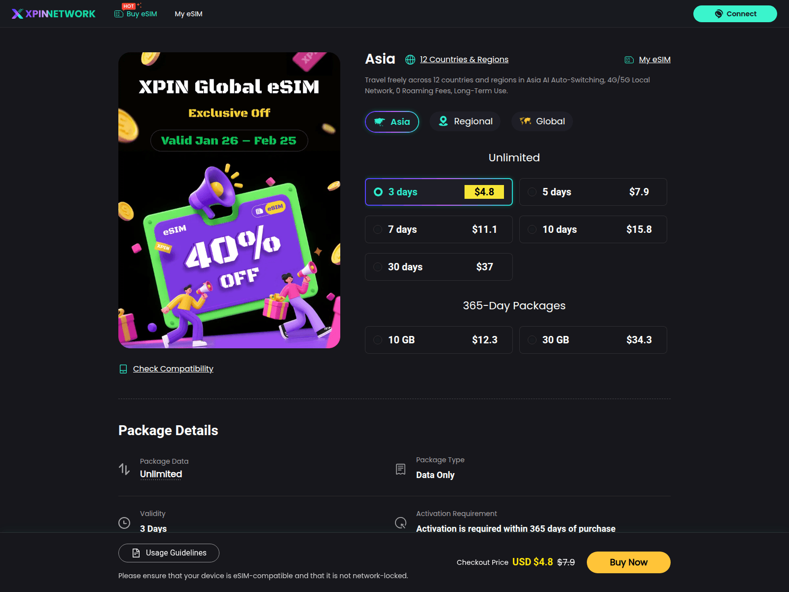 Screenshot of dapp.xpin.network