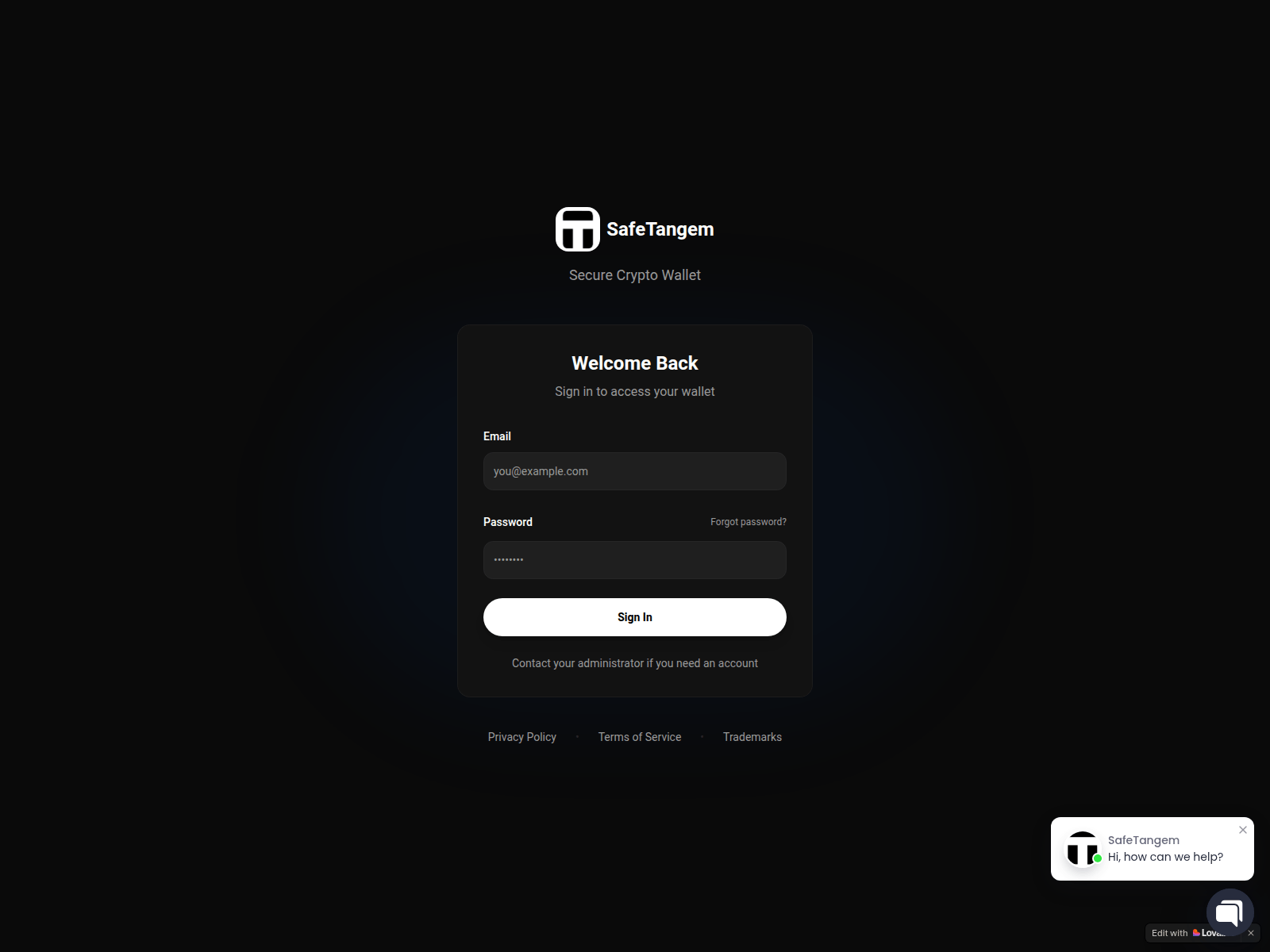 Screenshot of safetangem.app