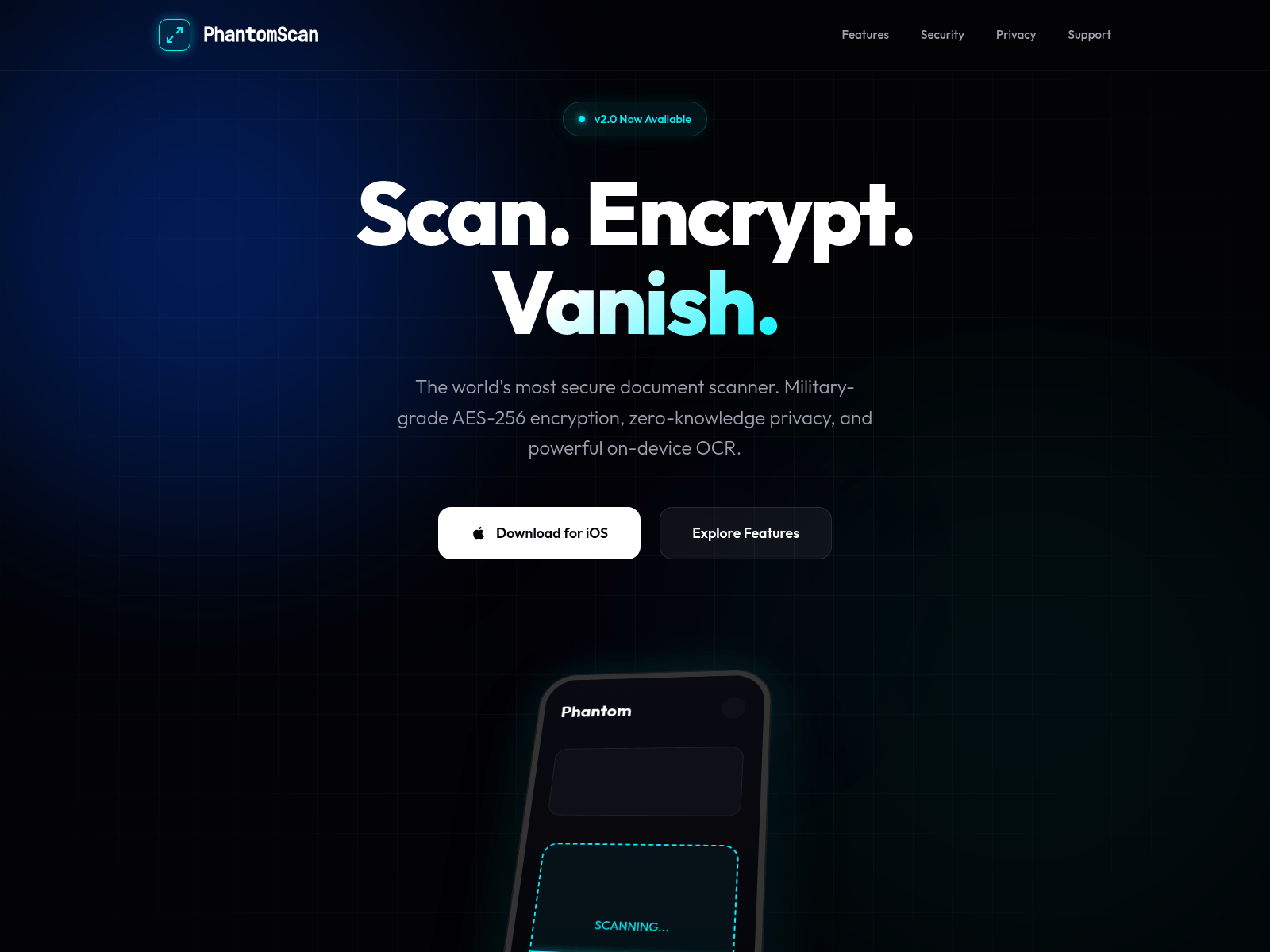 Screenshot of phantomscan.org
