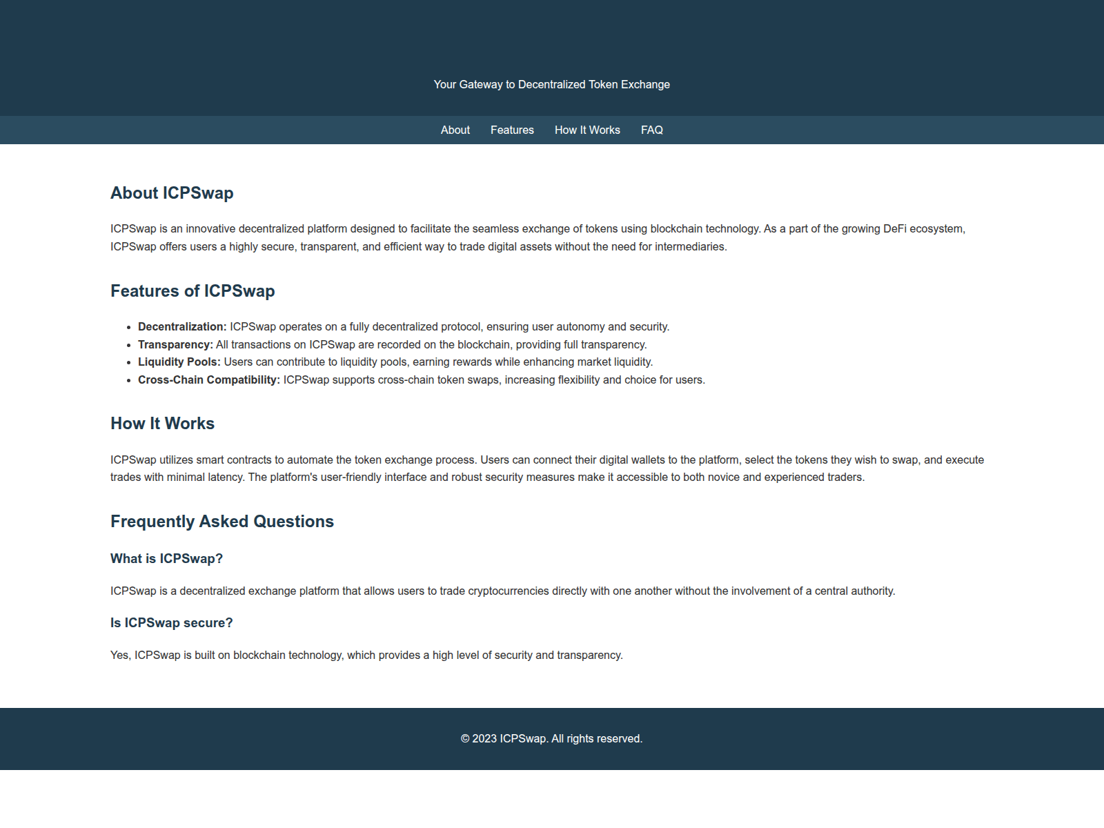 Screenshot of icpswap.live
