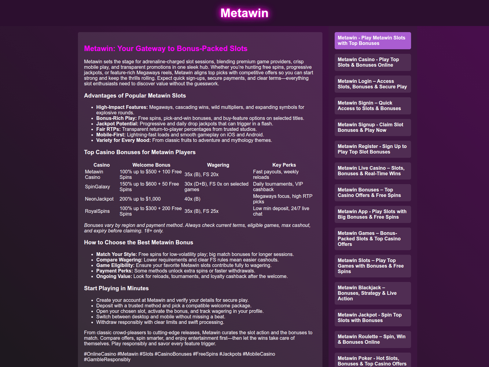 Screenshot of play-metawin.org