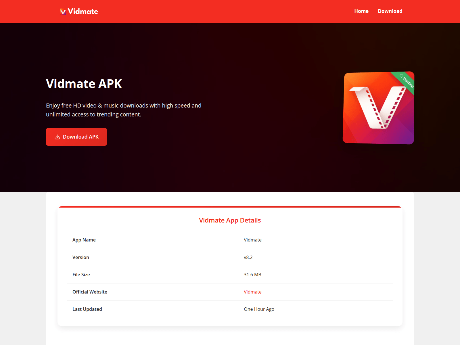 Screenshot of vidmate-en.com