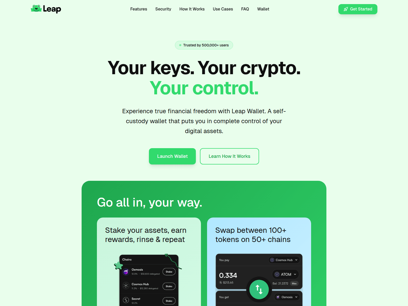 Screenshot of leap-wallet.com
