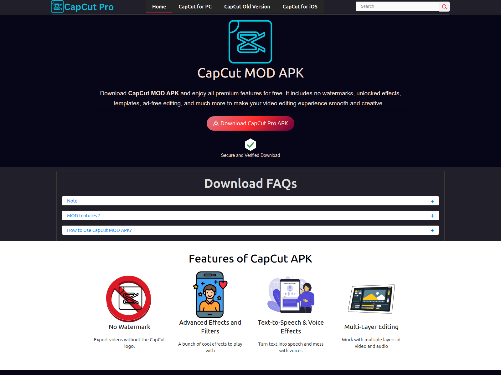 Screenshot of capcutproz.com