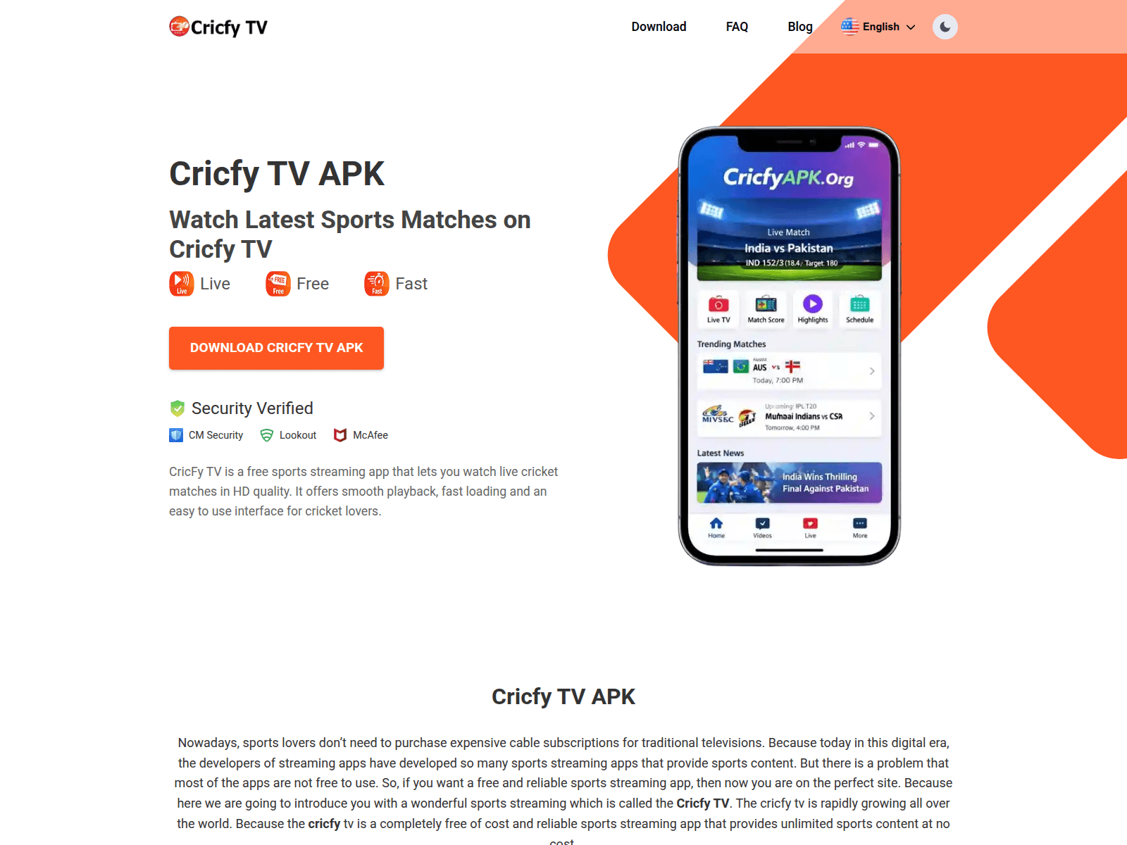 Screenshot of cricfyapk.org