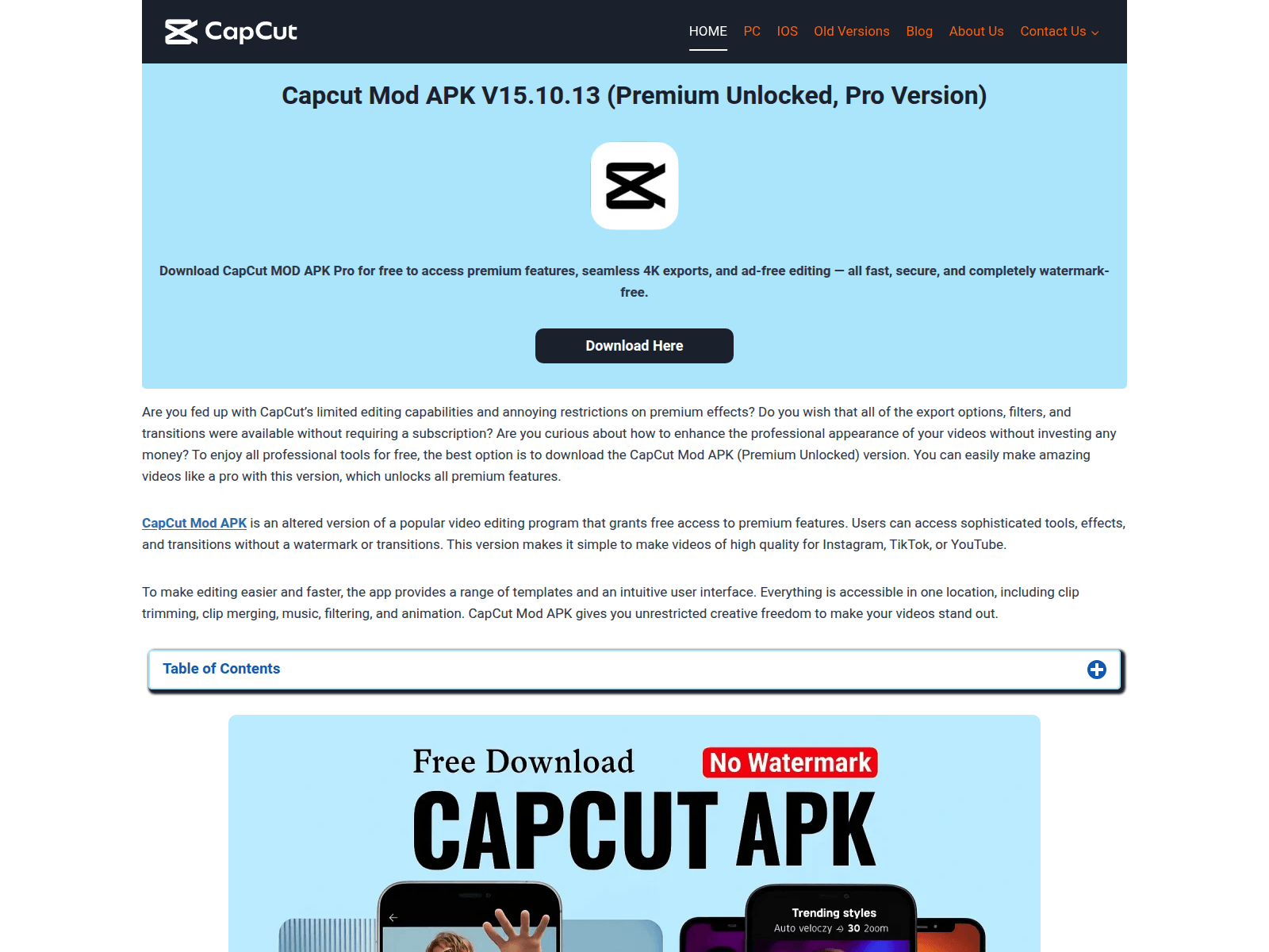 Screenshot of thecapcutapk.com