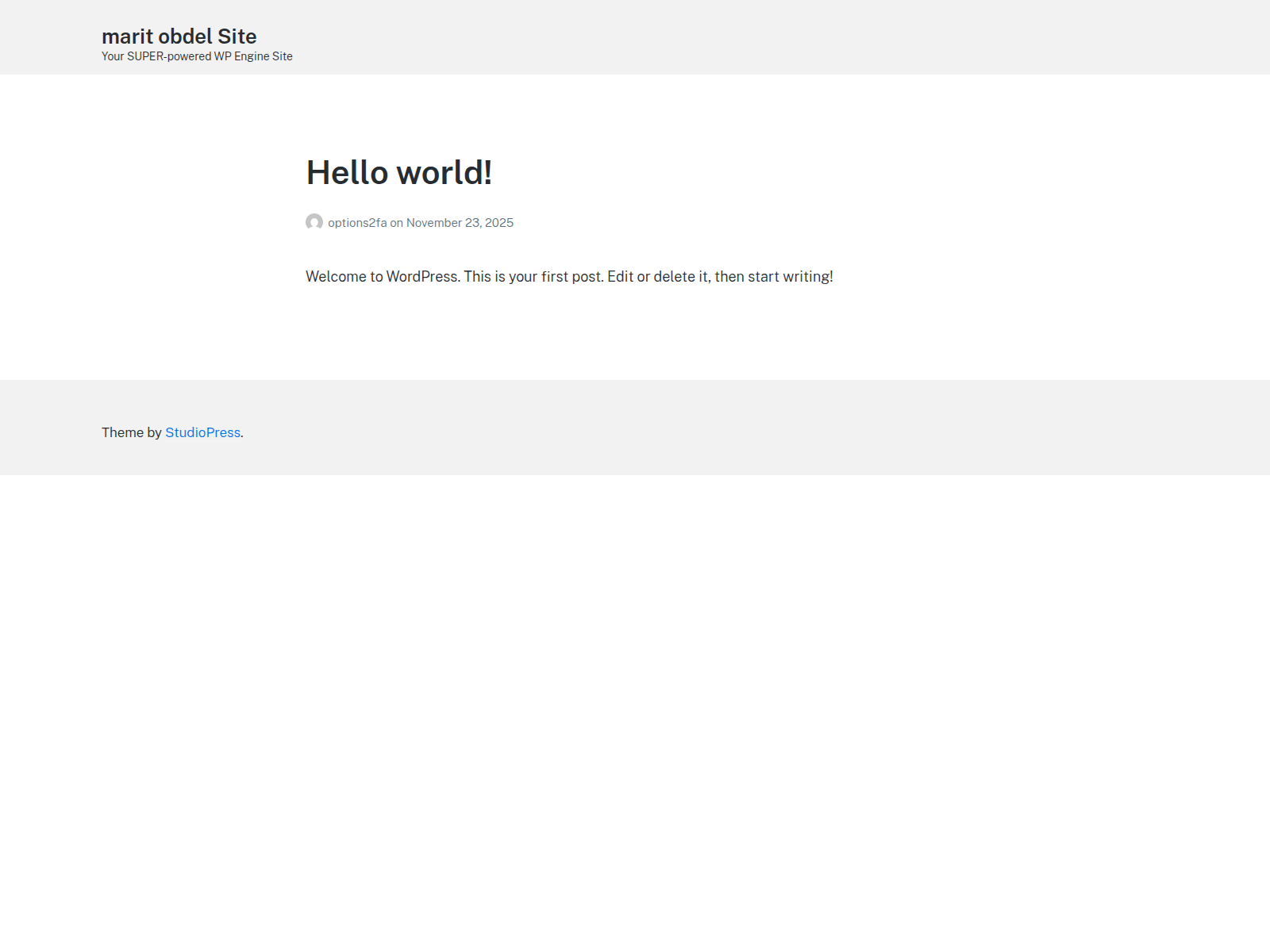 Screenshot of options2fa.wpenginepowered.com