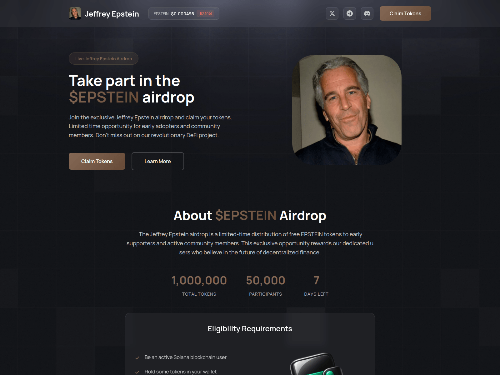 Screenshot of epstein-event.fun