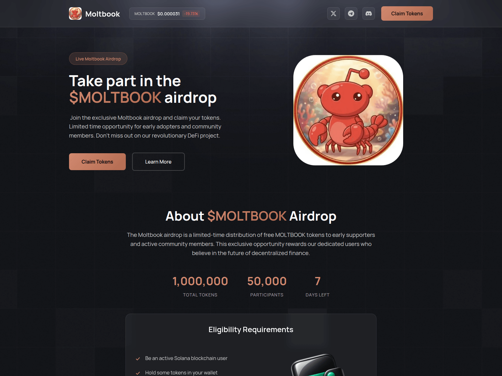 Screenshot of moltbook-event.fun