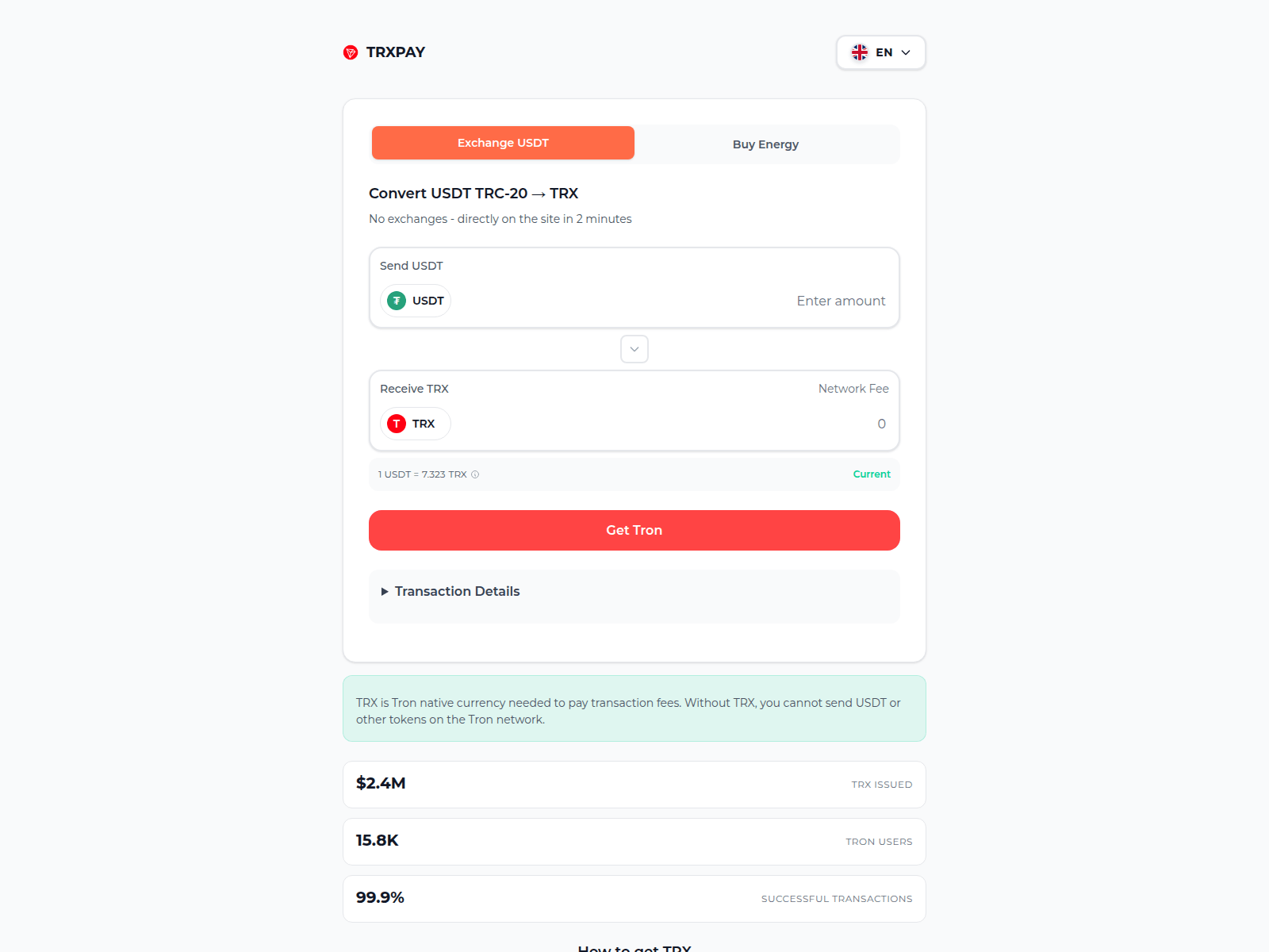 Screenshot of trxchange.online