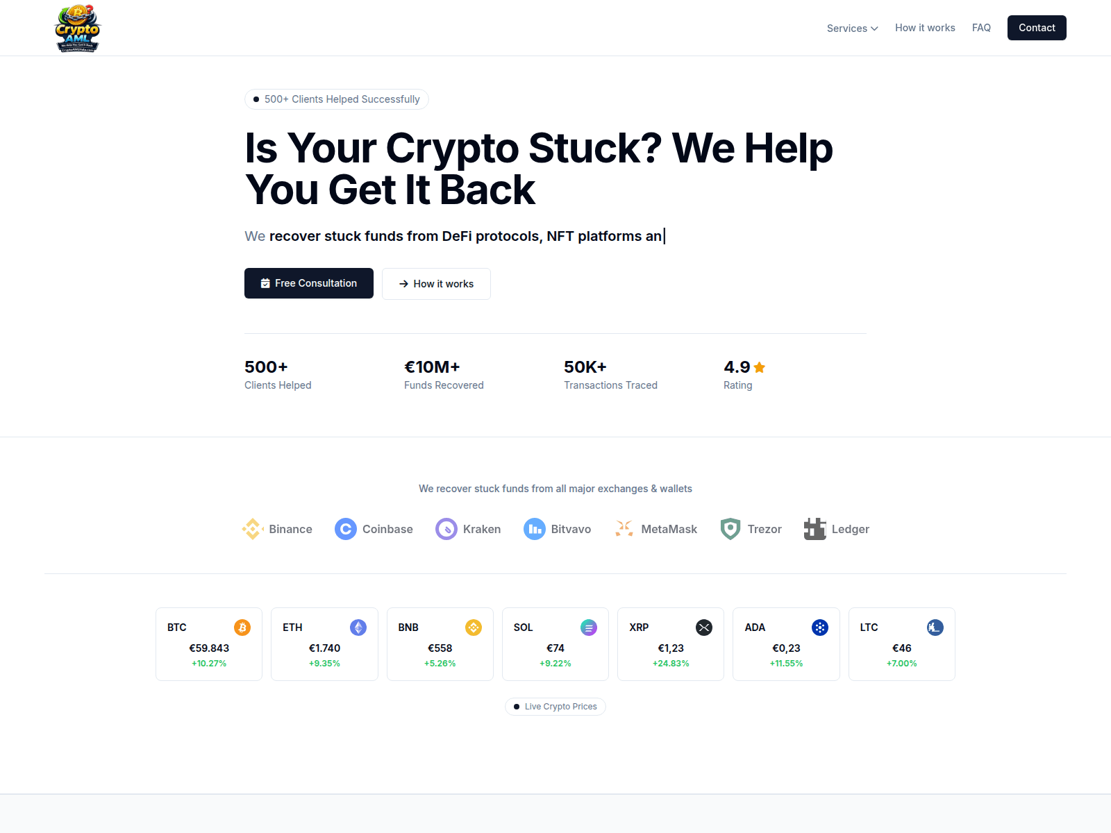 Screenshot of cryptoamlhelp.com