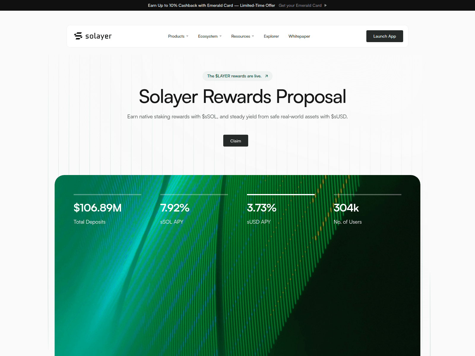 Screenshot of claim.solayer.finance