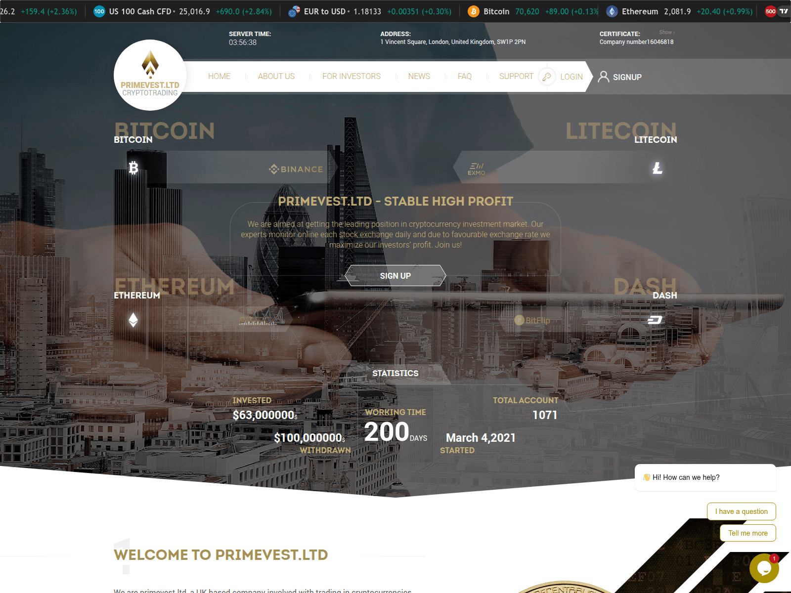 Screenshot of primevest.ltd