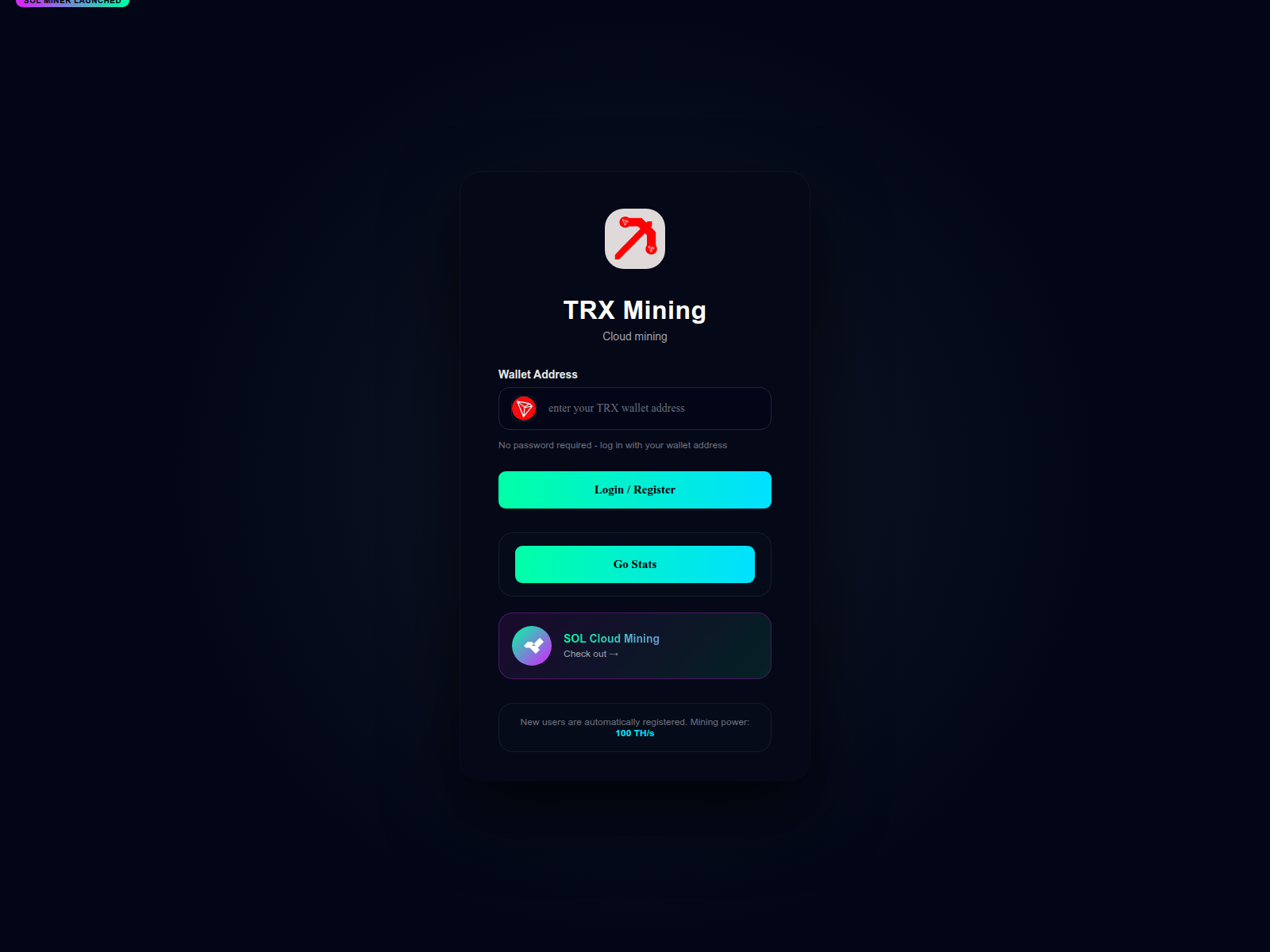 Screenshot of tronmining.xyz