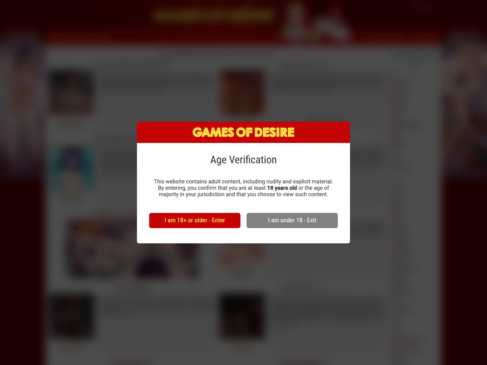Screenshot of www.gamesofdesire.com