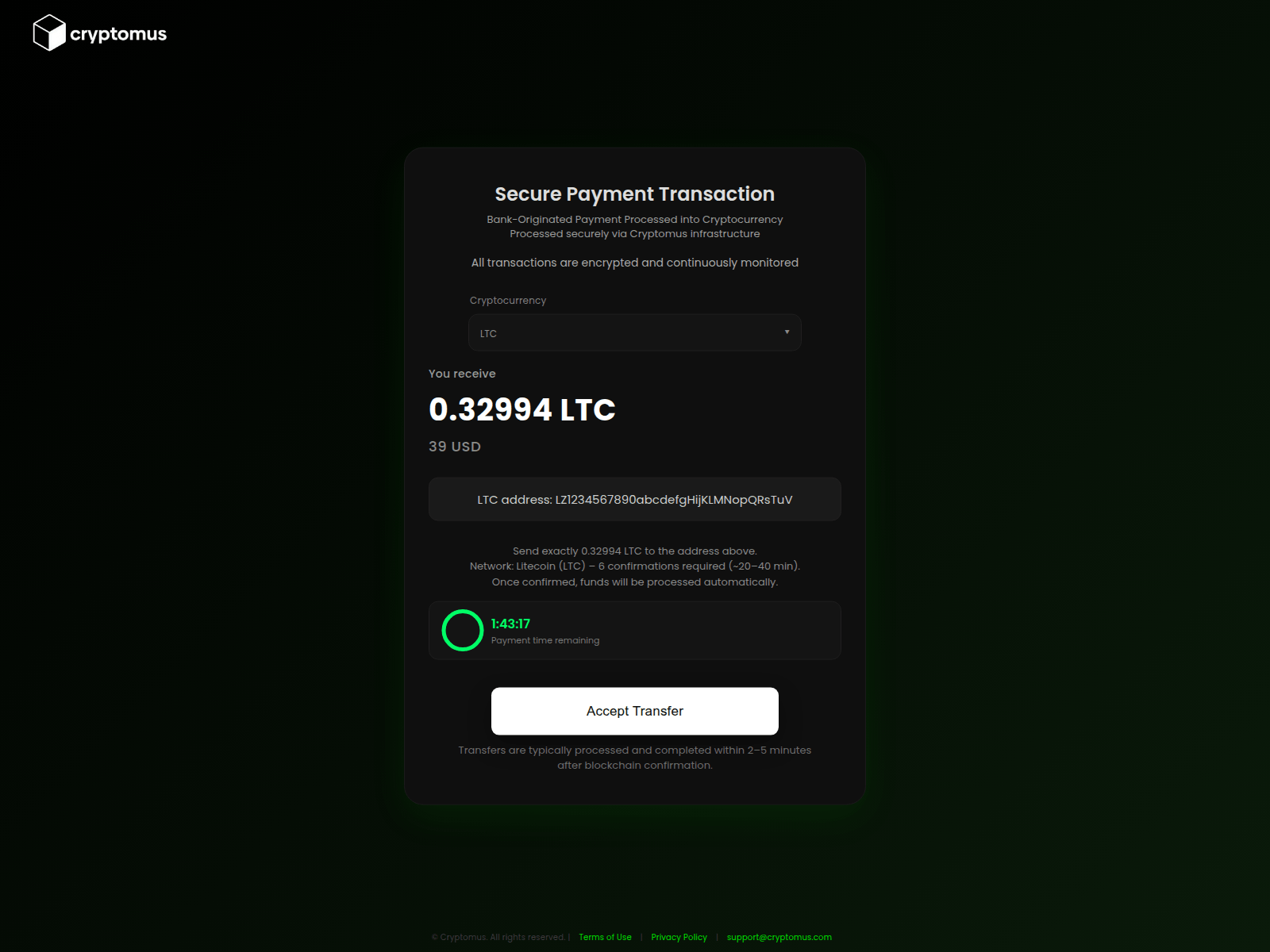 Screenshot of cryptomus-accept.net