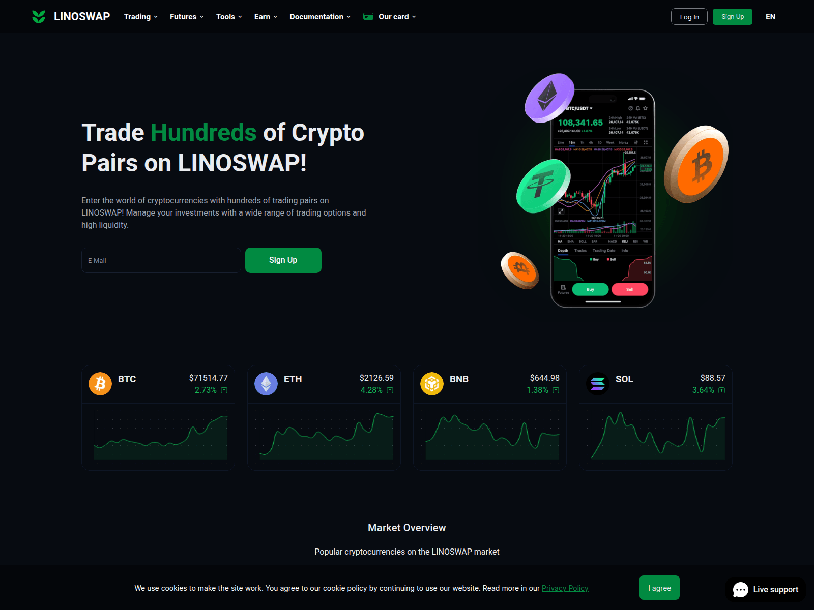 Screenshot of linoswap.io