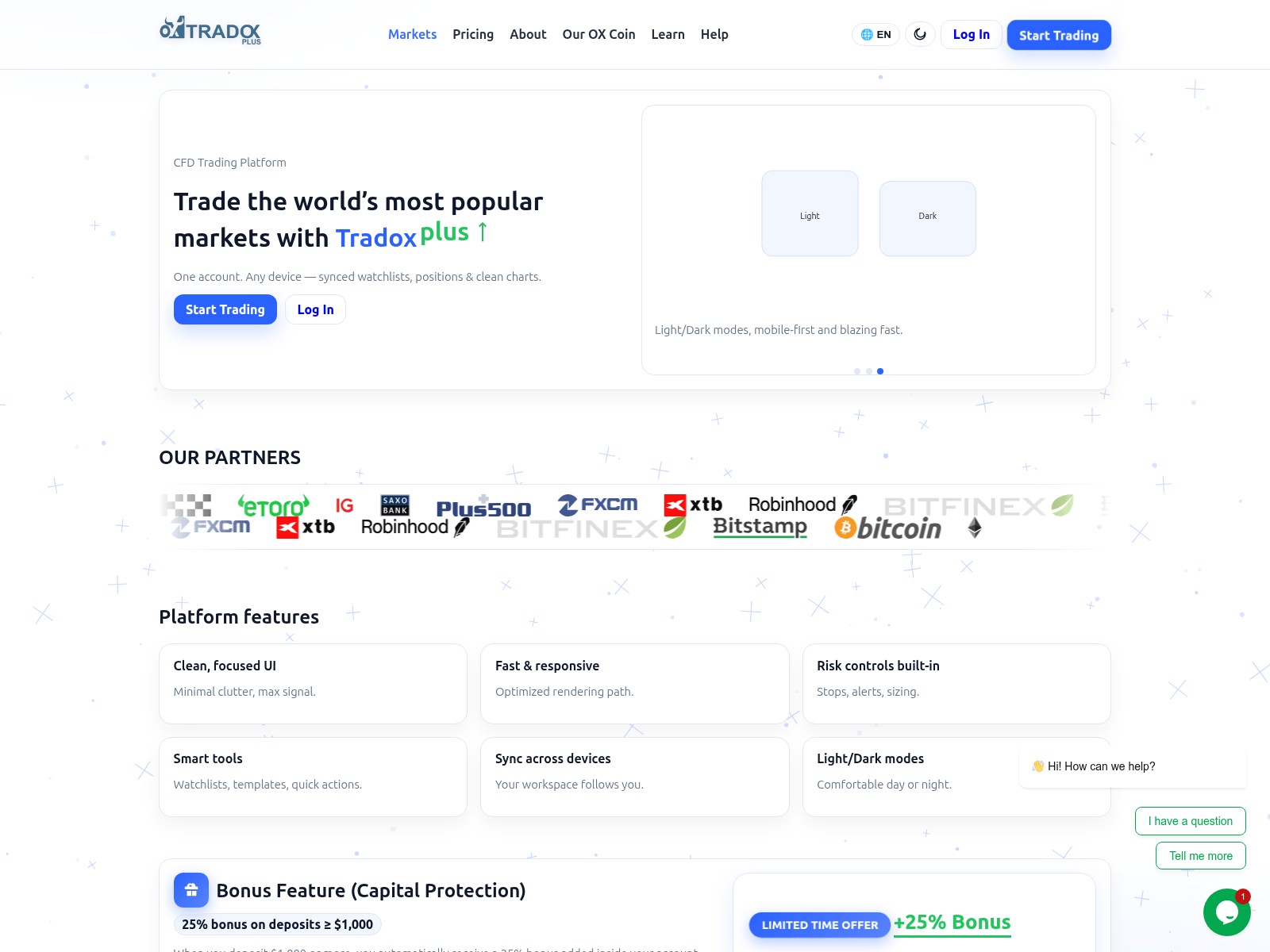 Screenshot of tradoxplus.com