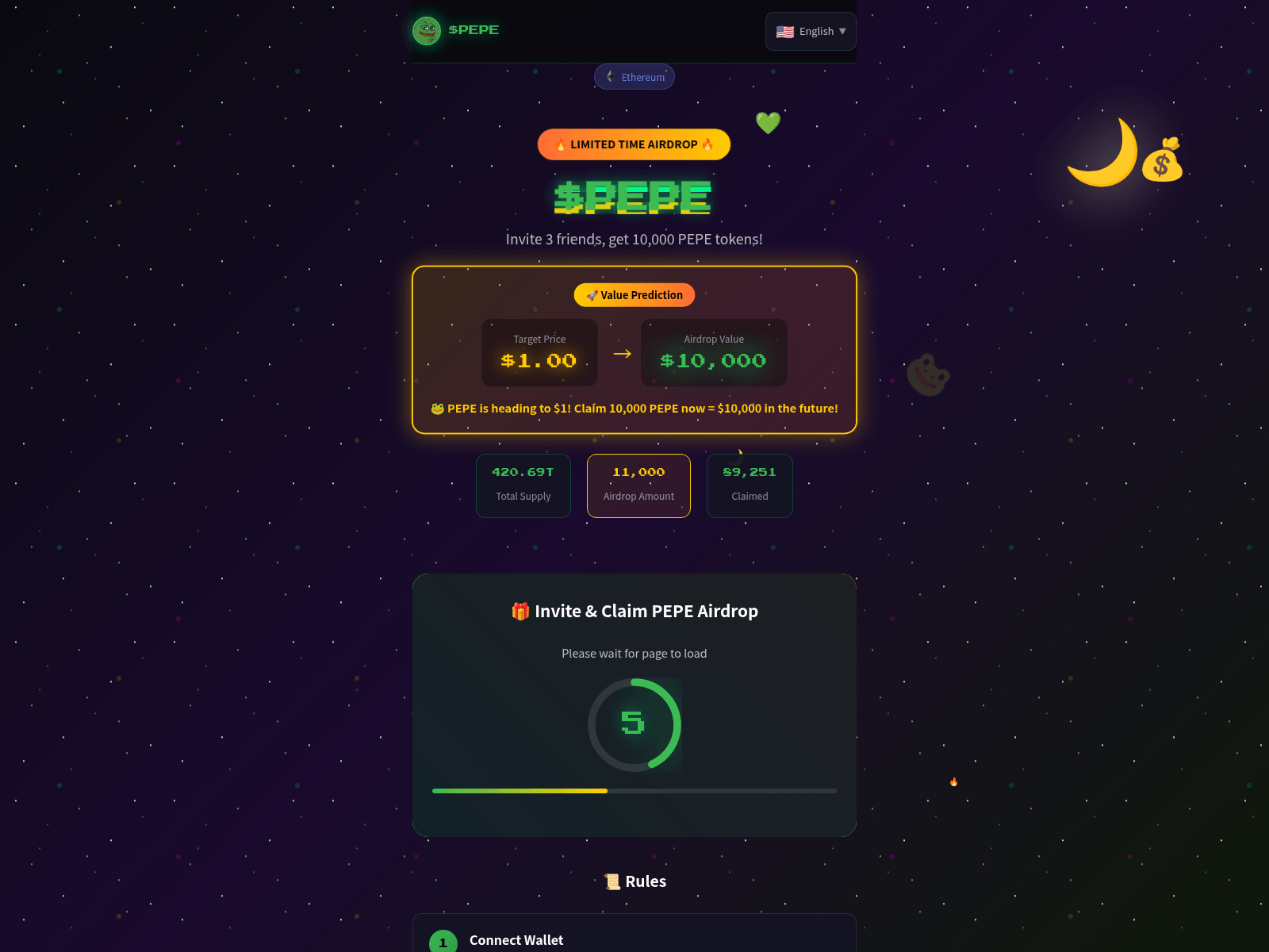 Screenshot of pepeairdrop01.com