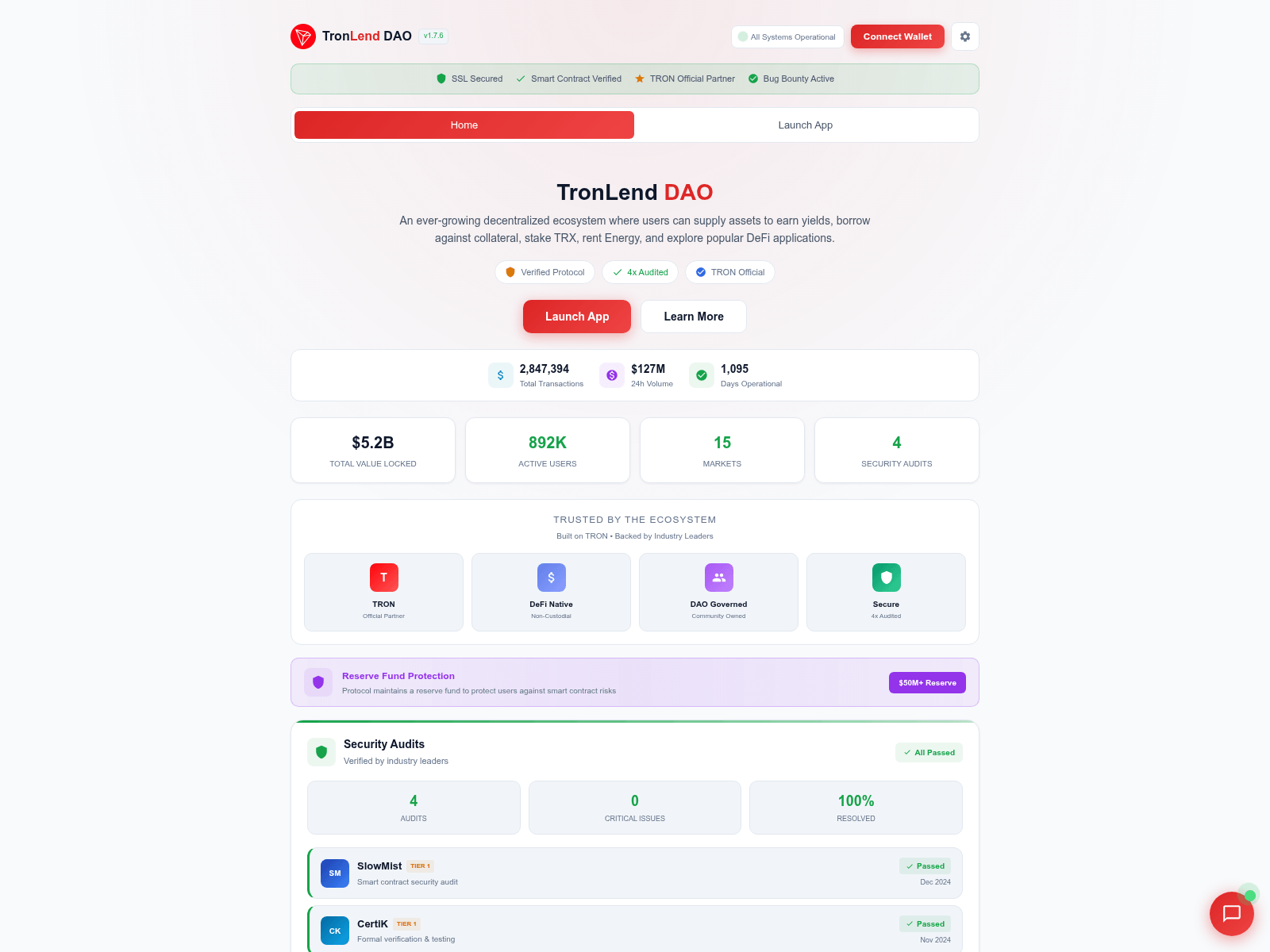 Screenshot of tronlend.fi