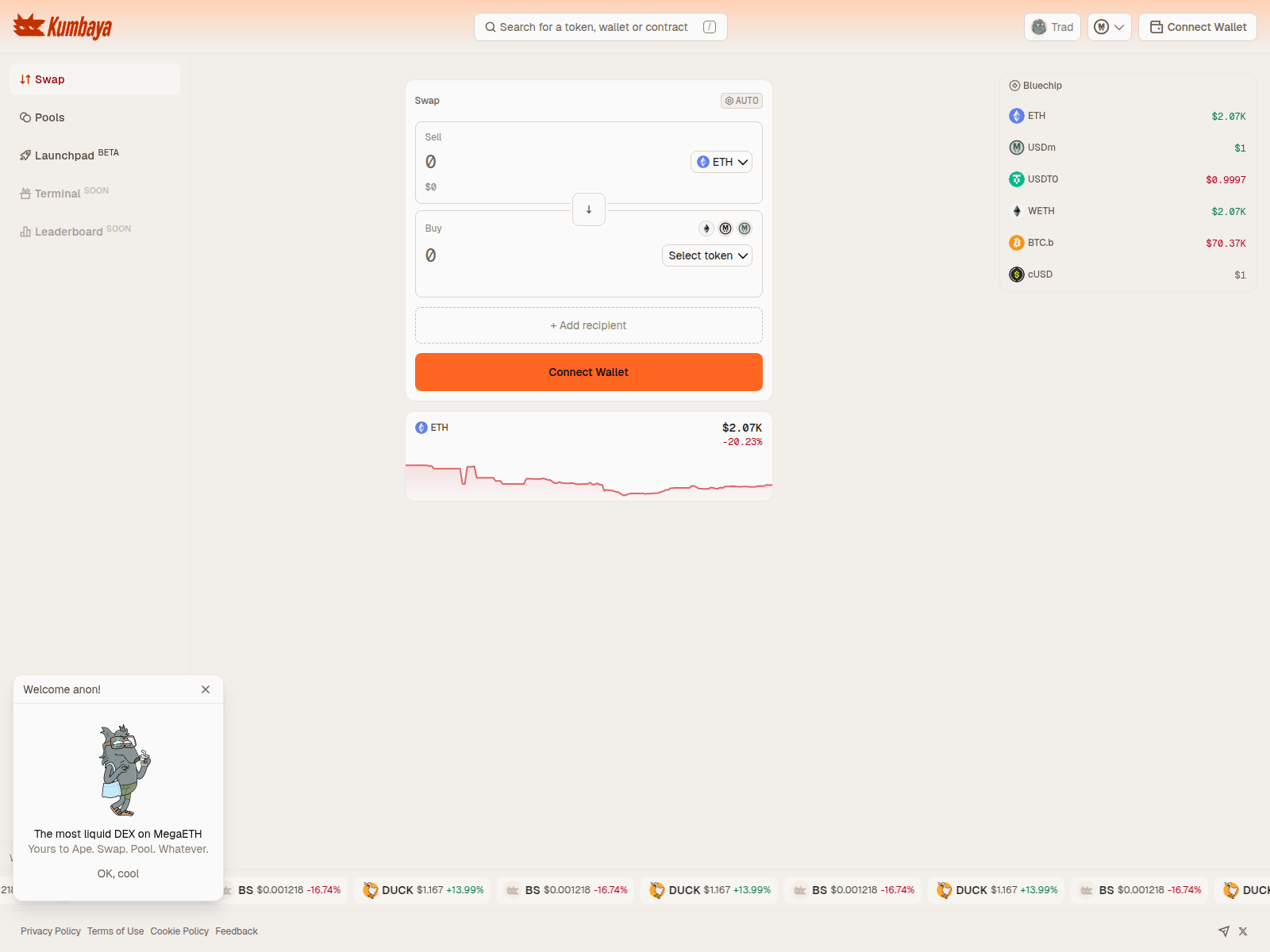 Screenshot of kumbaya.exchange