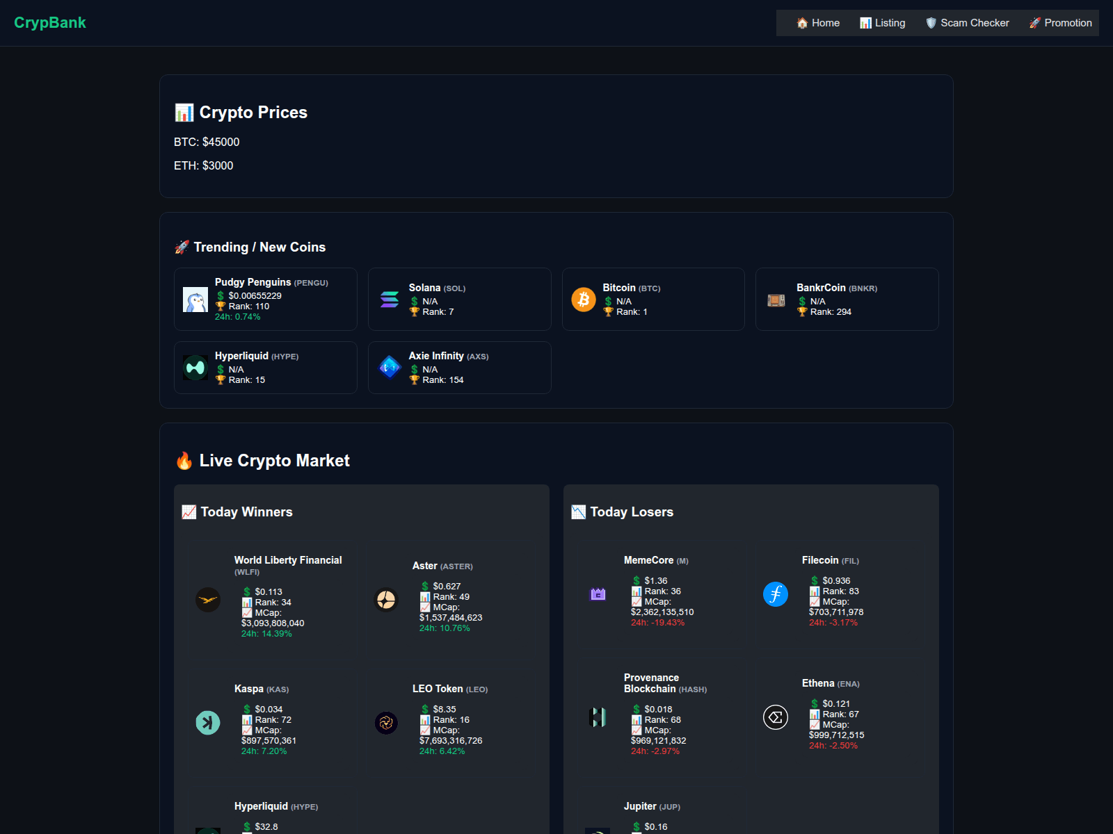 Screenshot of www.crypbank.org