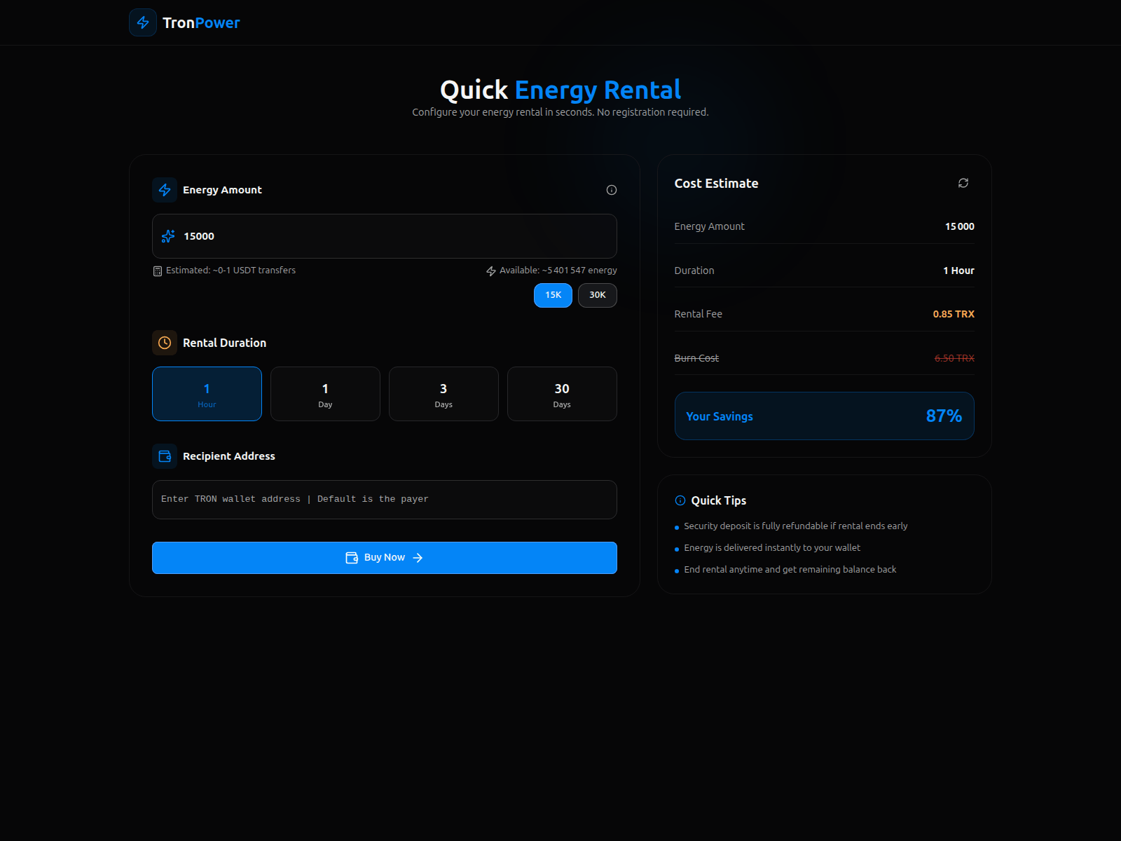 Screenshot of tron-power.jamsrnodes.cloud