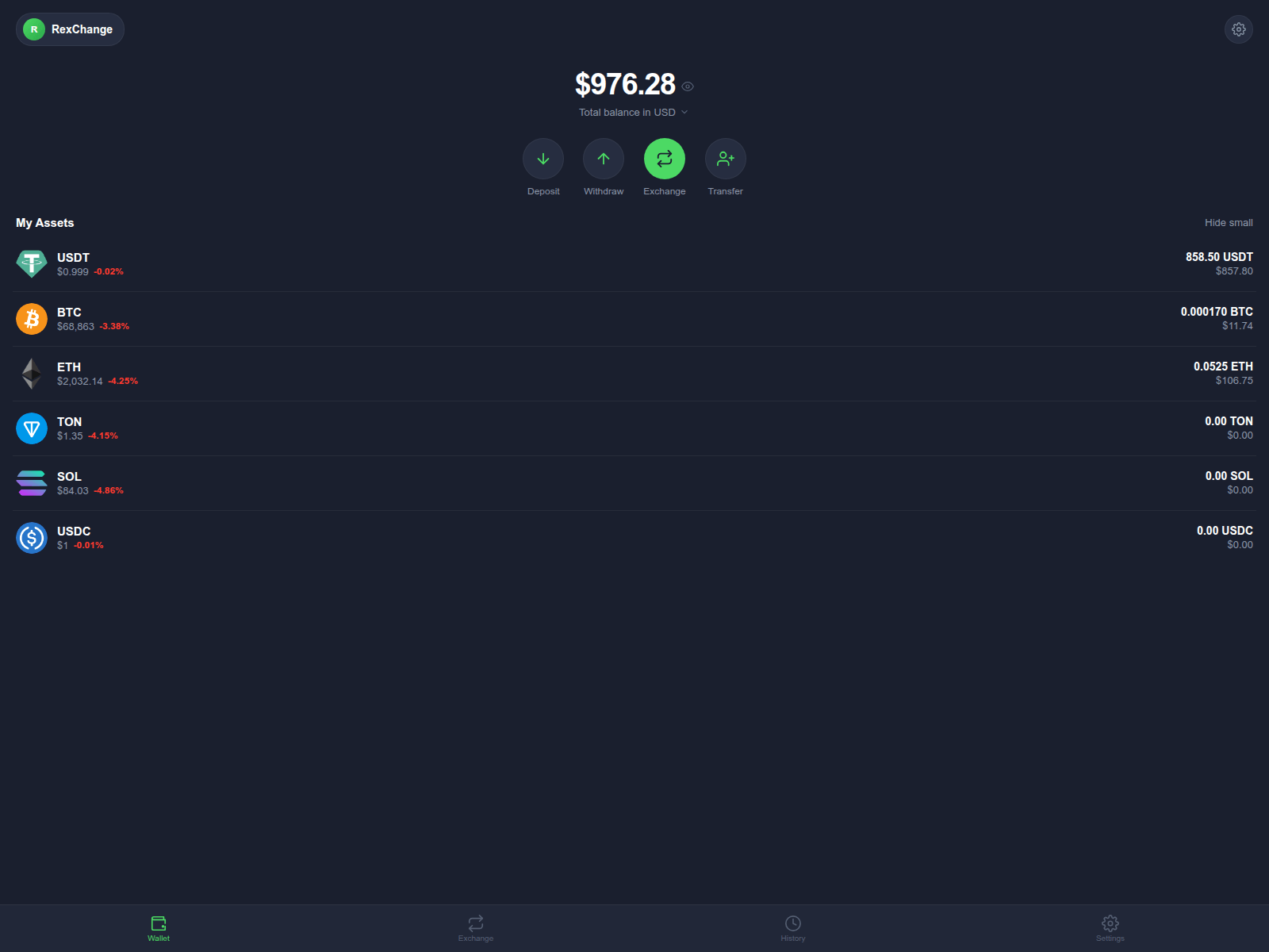 Screenshot of walletrex.net