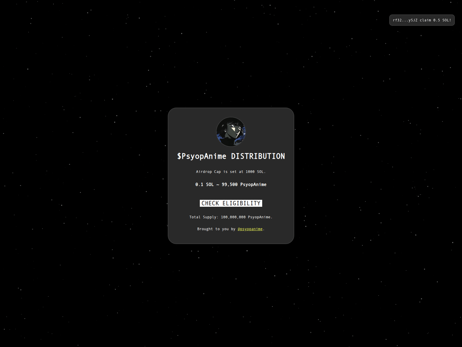 Screenshot of psyopanime-rewards.xyz