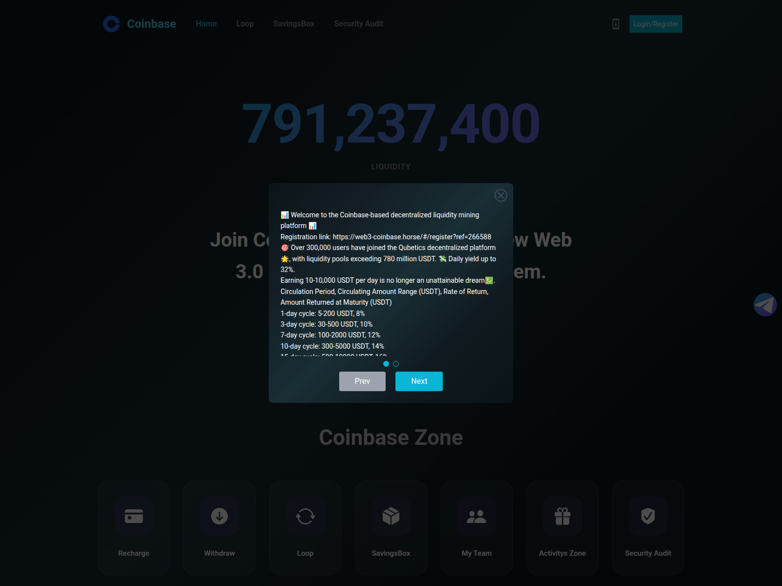 Screenshot of web3-coinbase.xyz