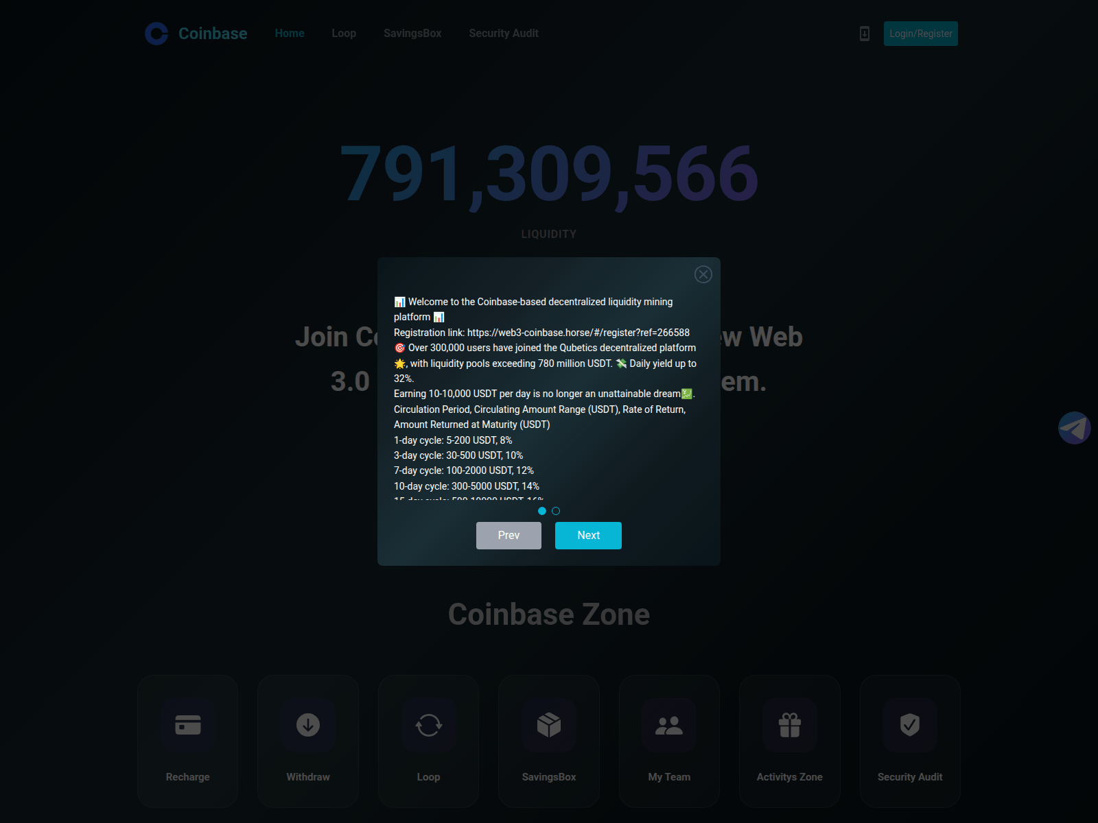 Screenshot of coinbase.horse