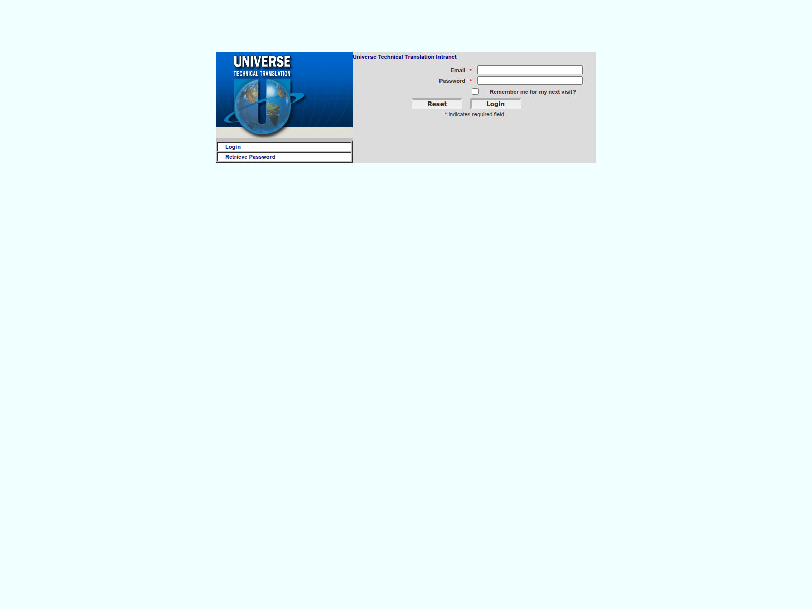 Screenshot of intranet.universe.us