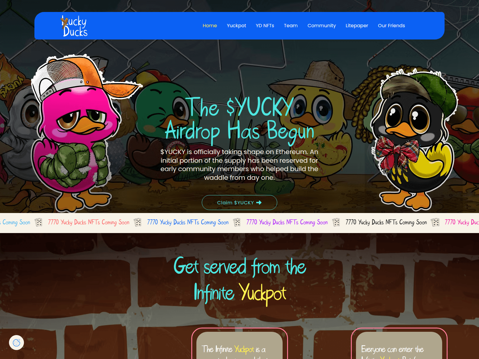 Screenshot of claim-yuckyducks.com