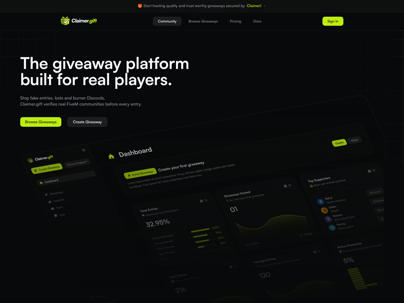 Screenshot of claimer.gift