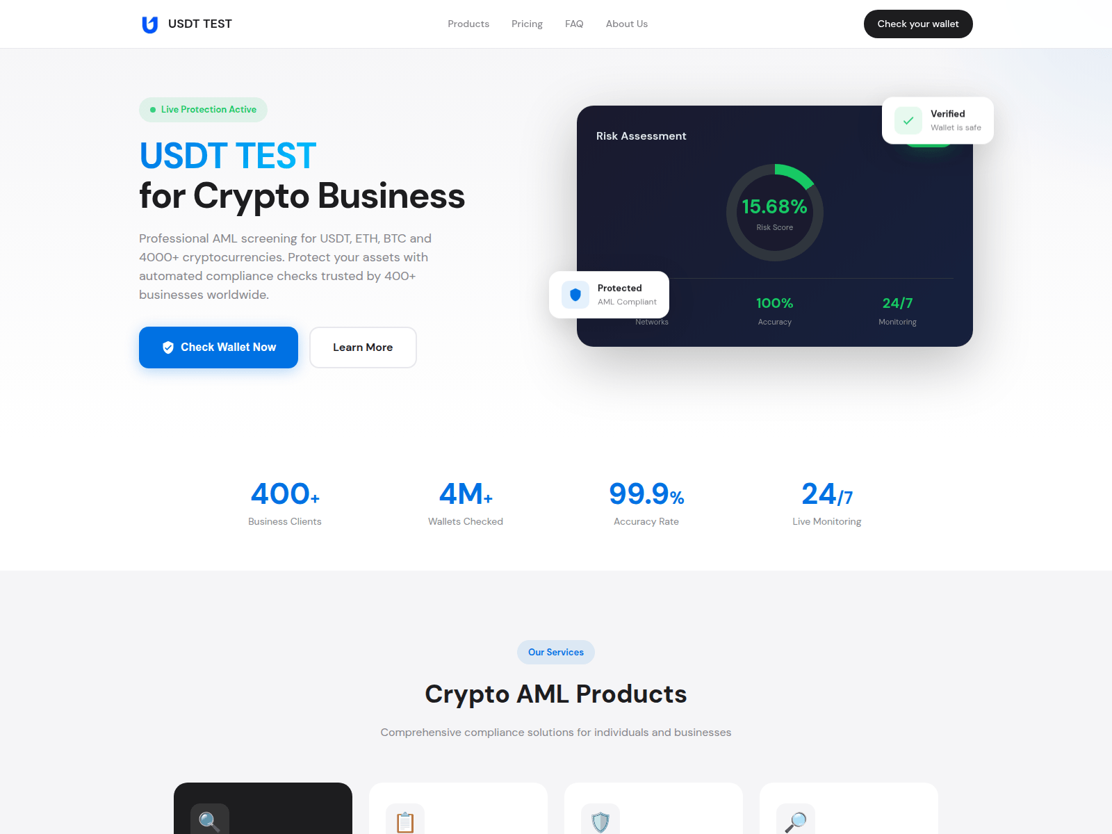 Screenshot of usdttest.net