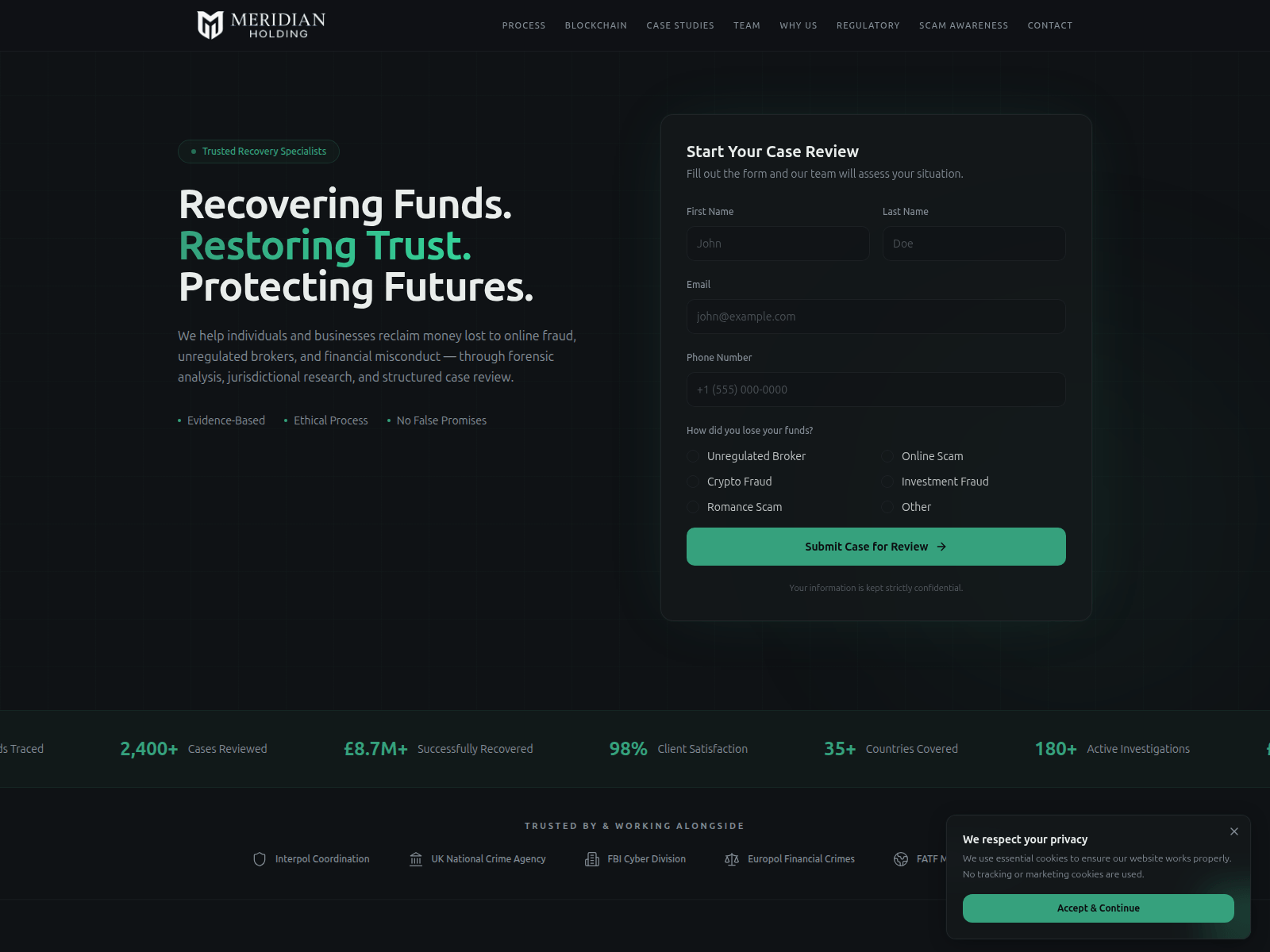 Screenshot of recoverymeridian.org