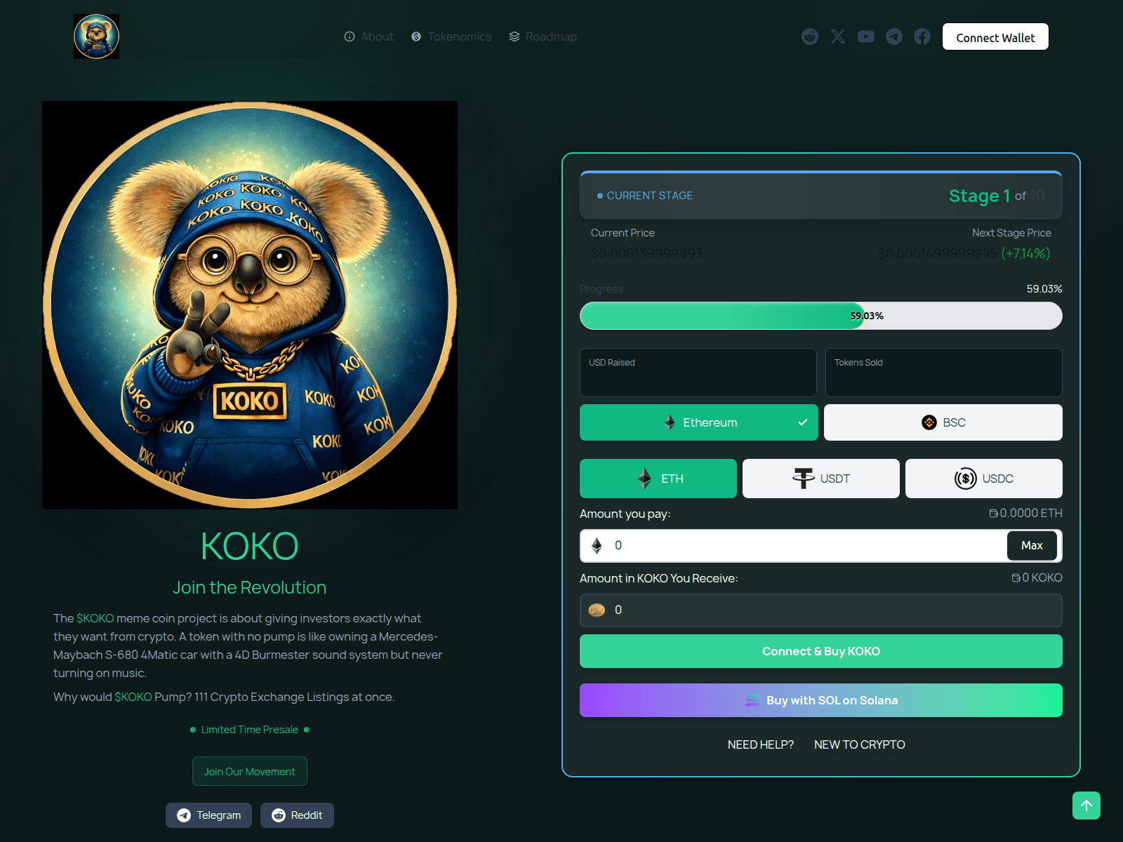 Screenshot of eth.kokopresale.com
