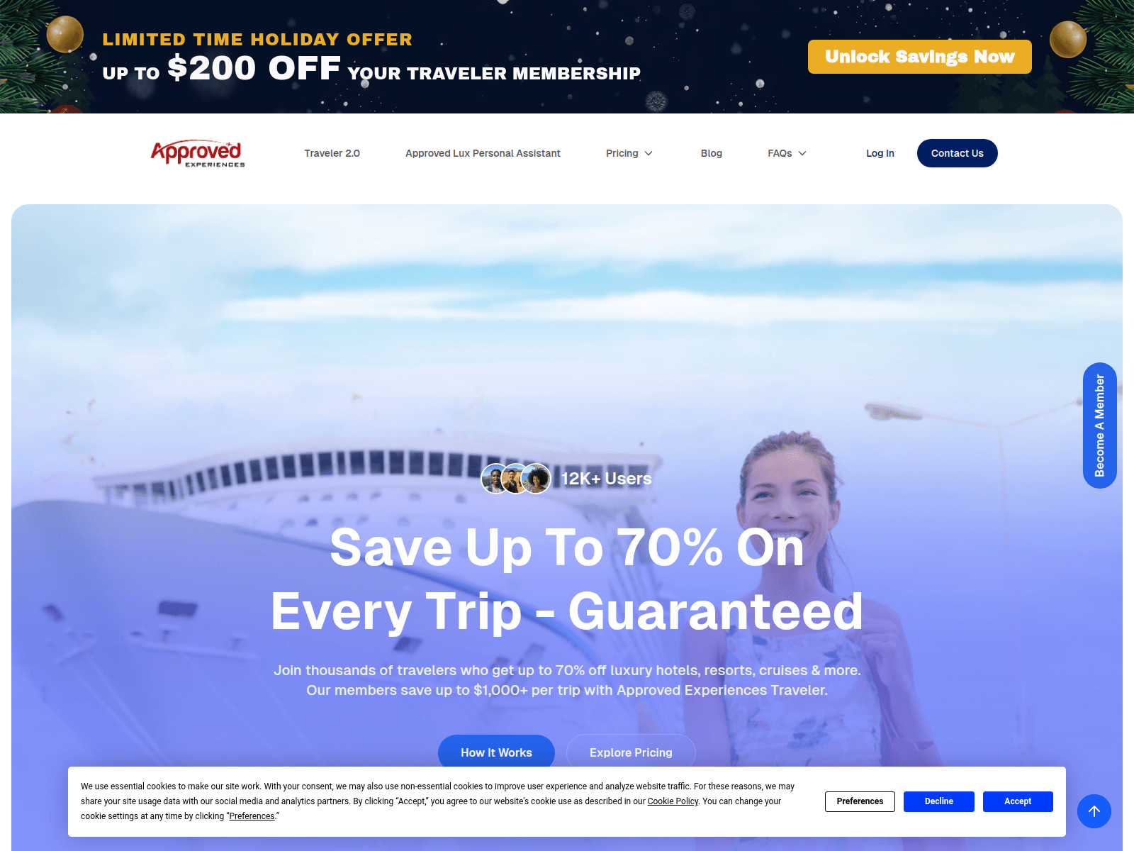 Forensic screenshot of approvedexperiencestravller.xyz