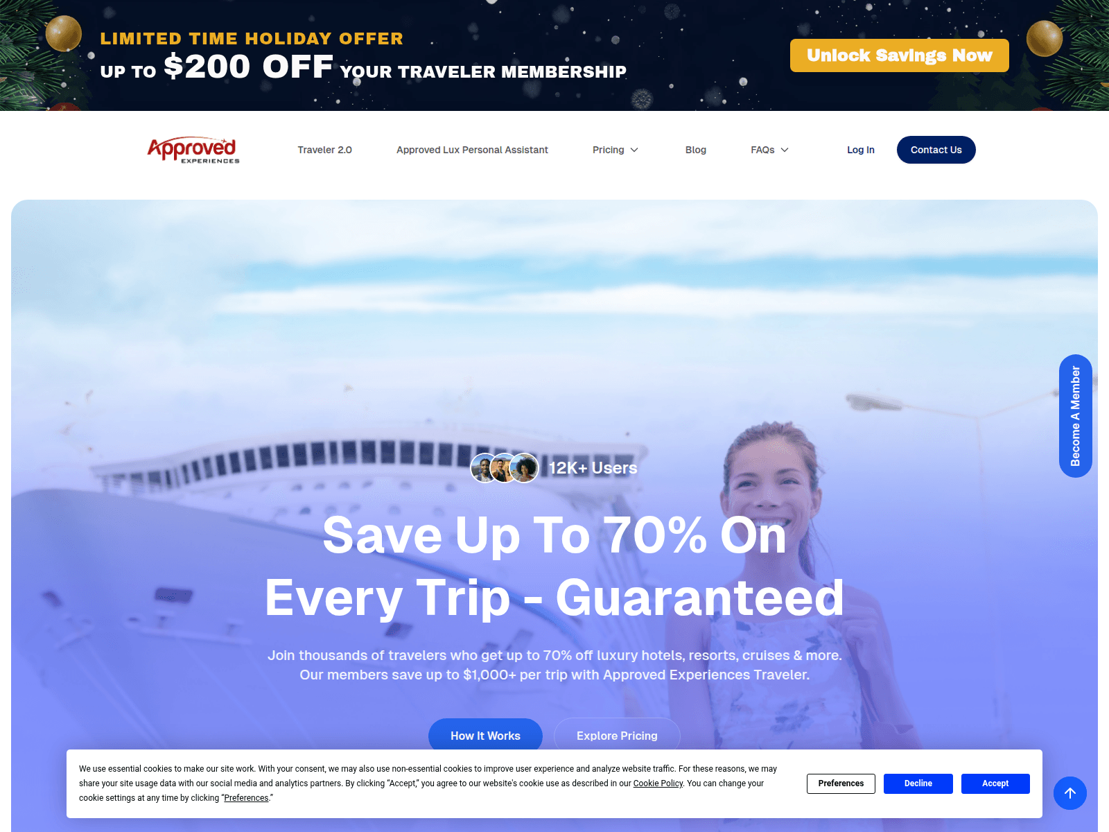 Screenshot of approveexperiences.com