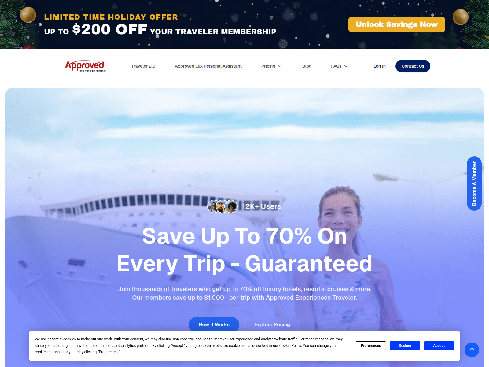 Screenshot of approvedxperiencetraveller.com