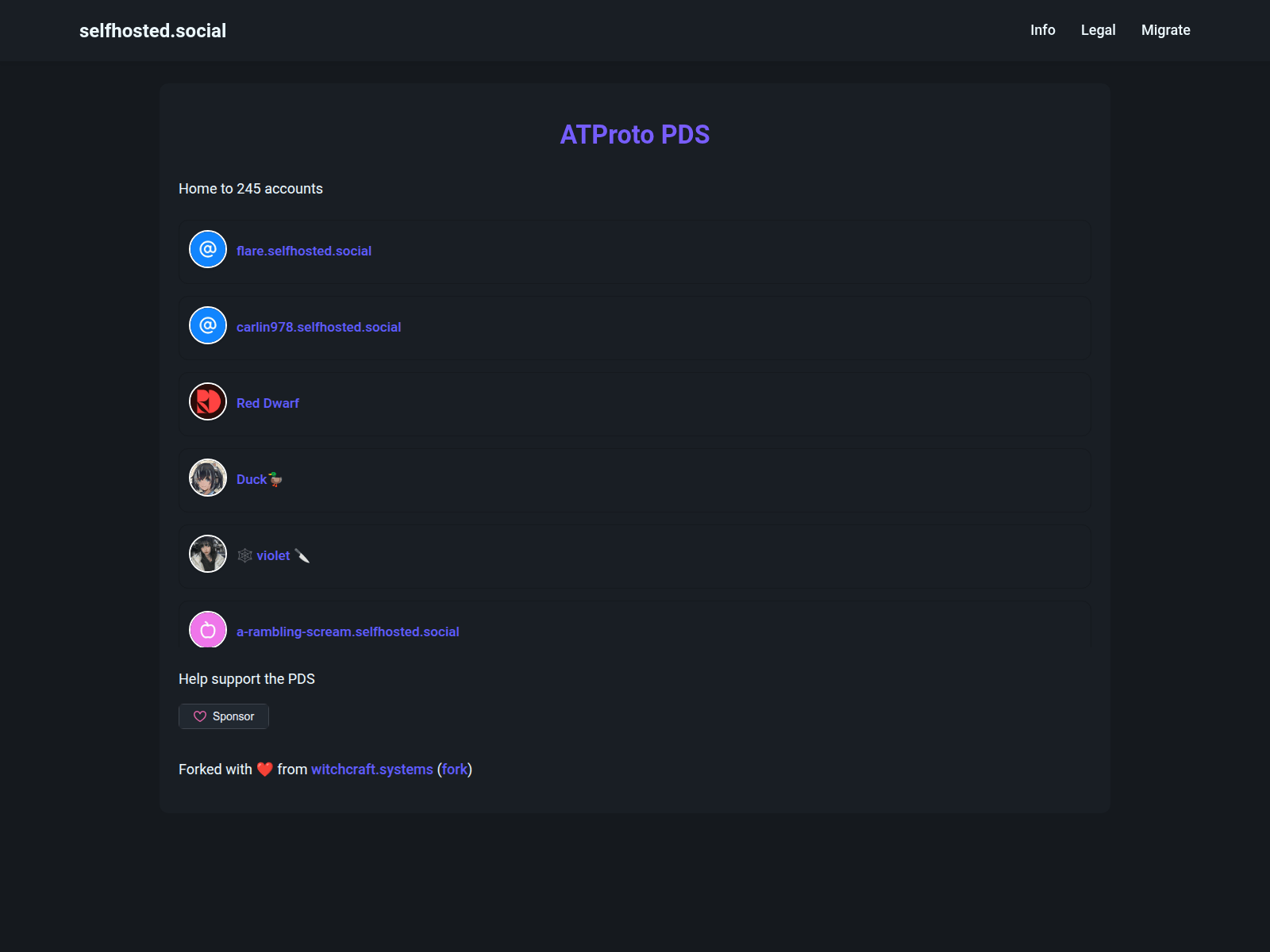 Screenshot of flare.selfhosted.social
