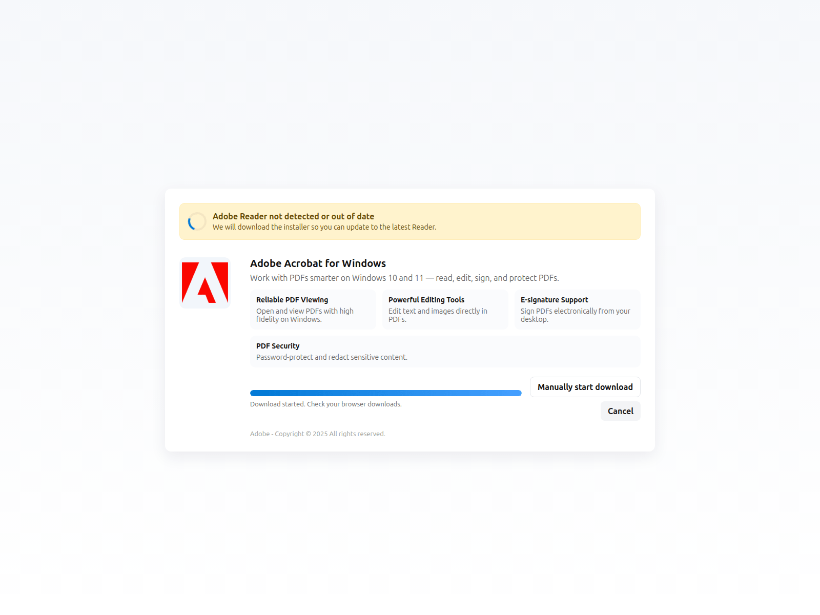 Screenshot of securedoberead.com