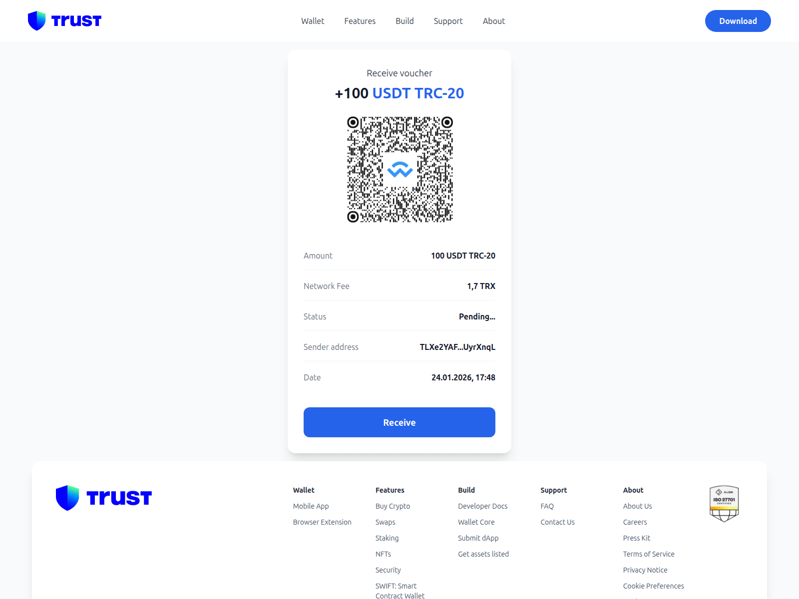Screenshot of trustwalletpay.app