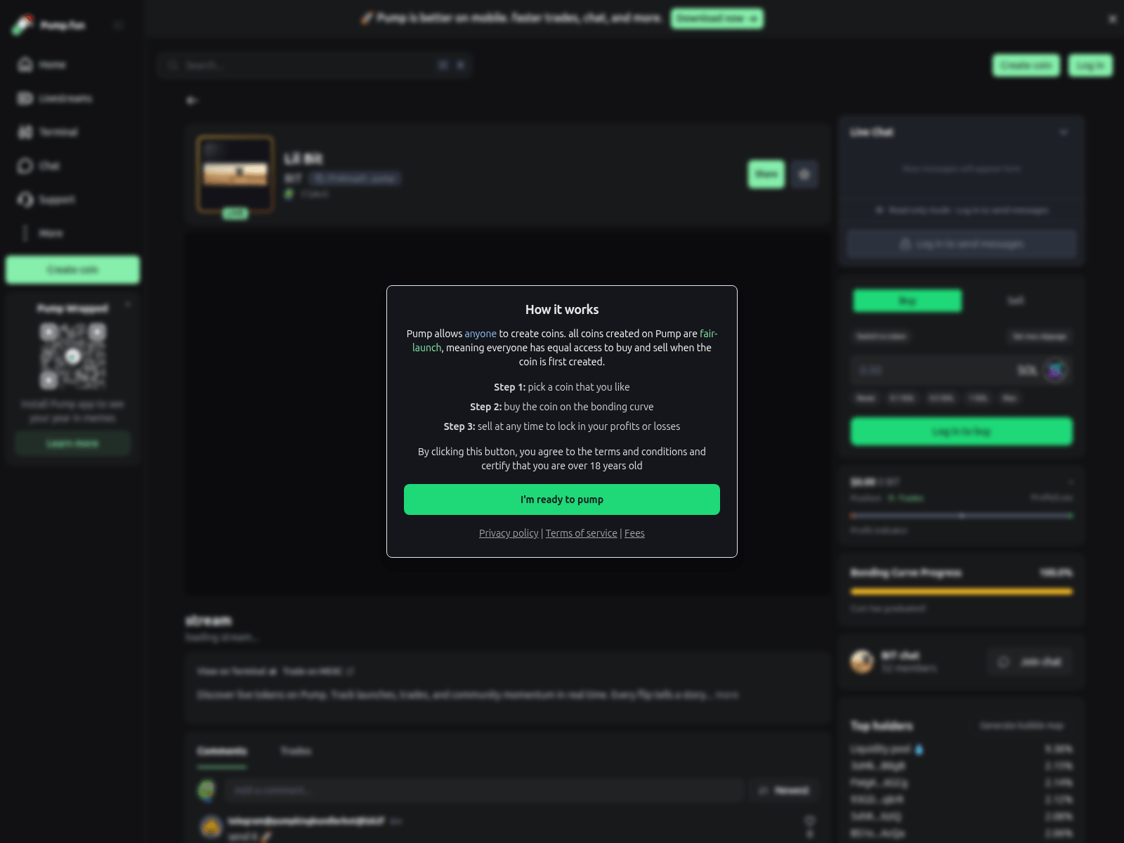 Screenshot of purmp.fun