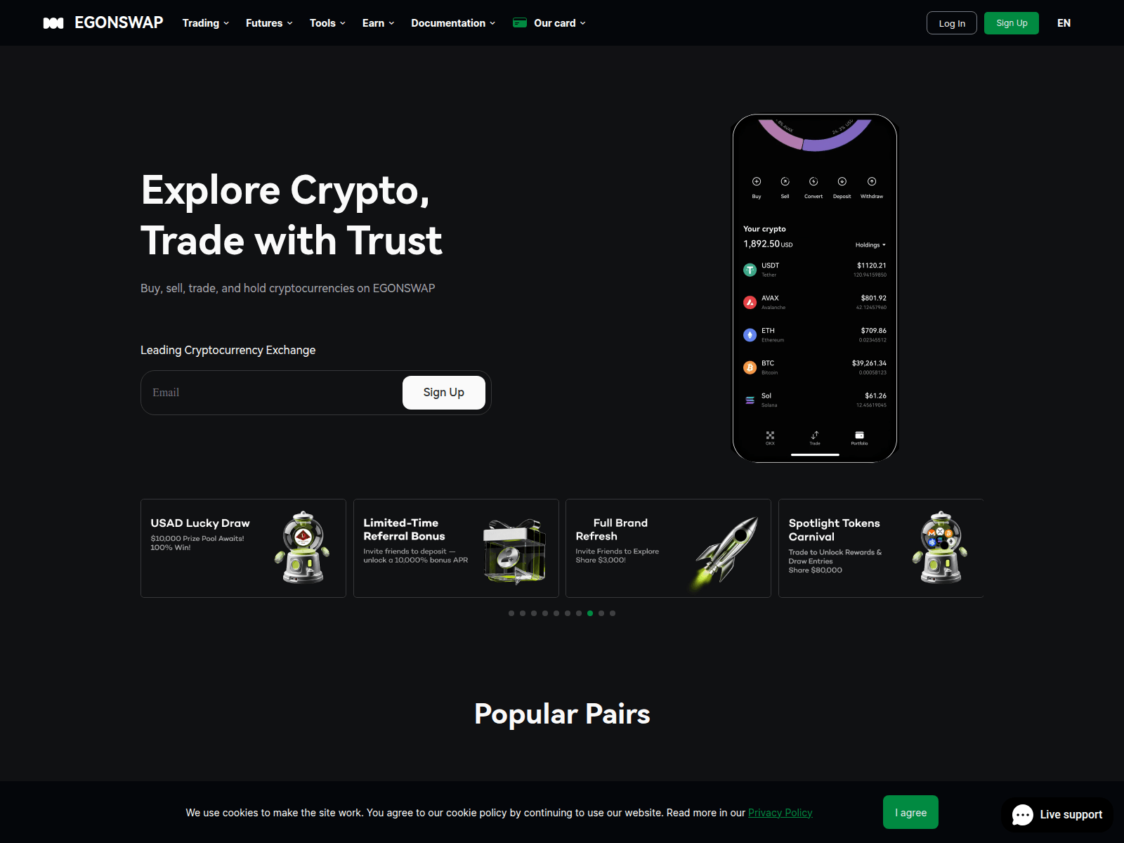 Screenshot of egonswap.io