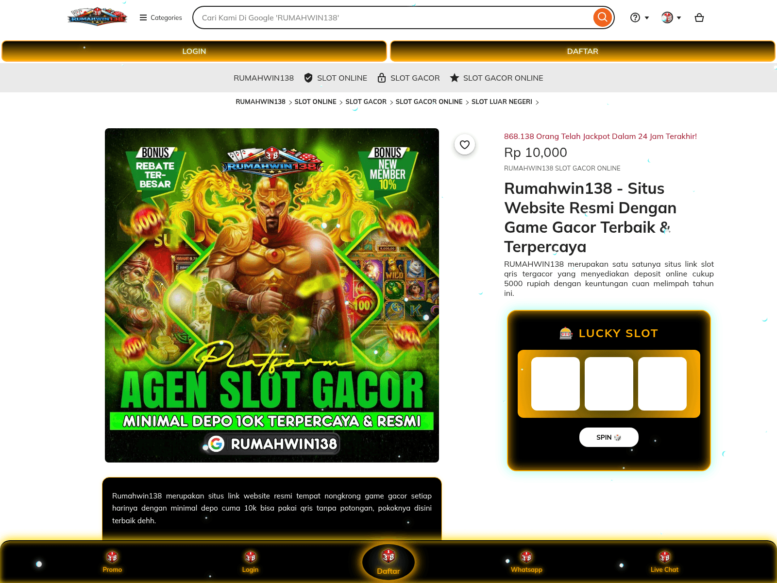Screenshot of rumahwin138.com