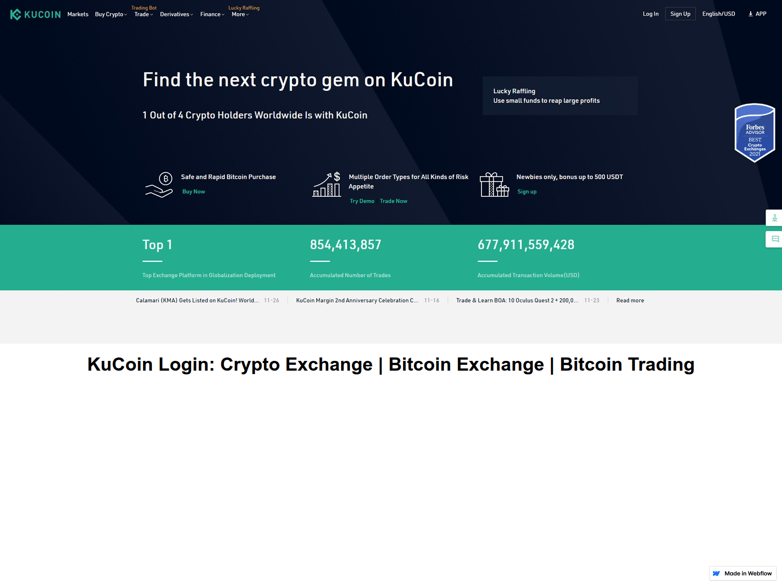 Screenshot of kucoinloginc.webflow.io