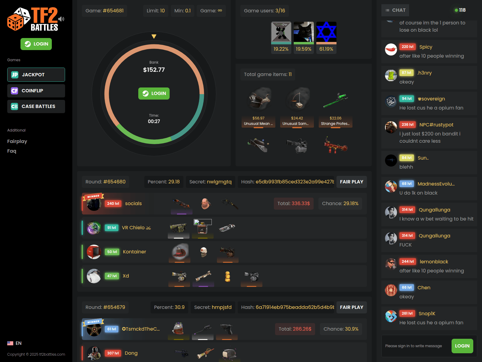 Screenshot of tf2battles.com