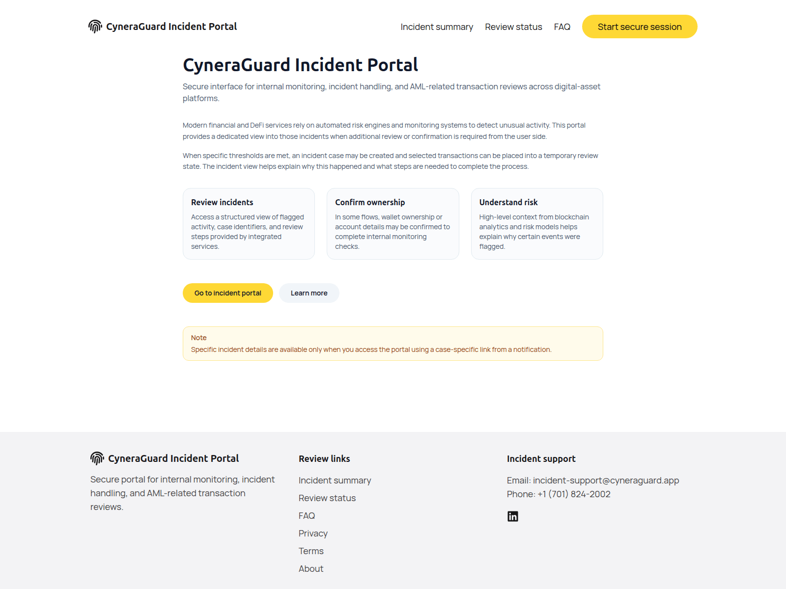 Screenshot of cyneraguard.app